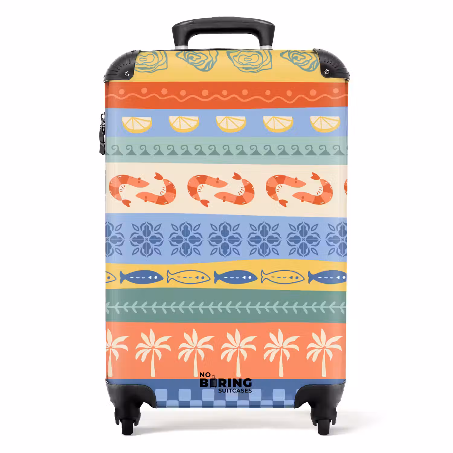 Gestreepte illustraties kleurrijk NBS - Handbagage koffer - Volwassenen Unisex middel -productfoto_recht