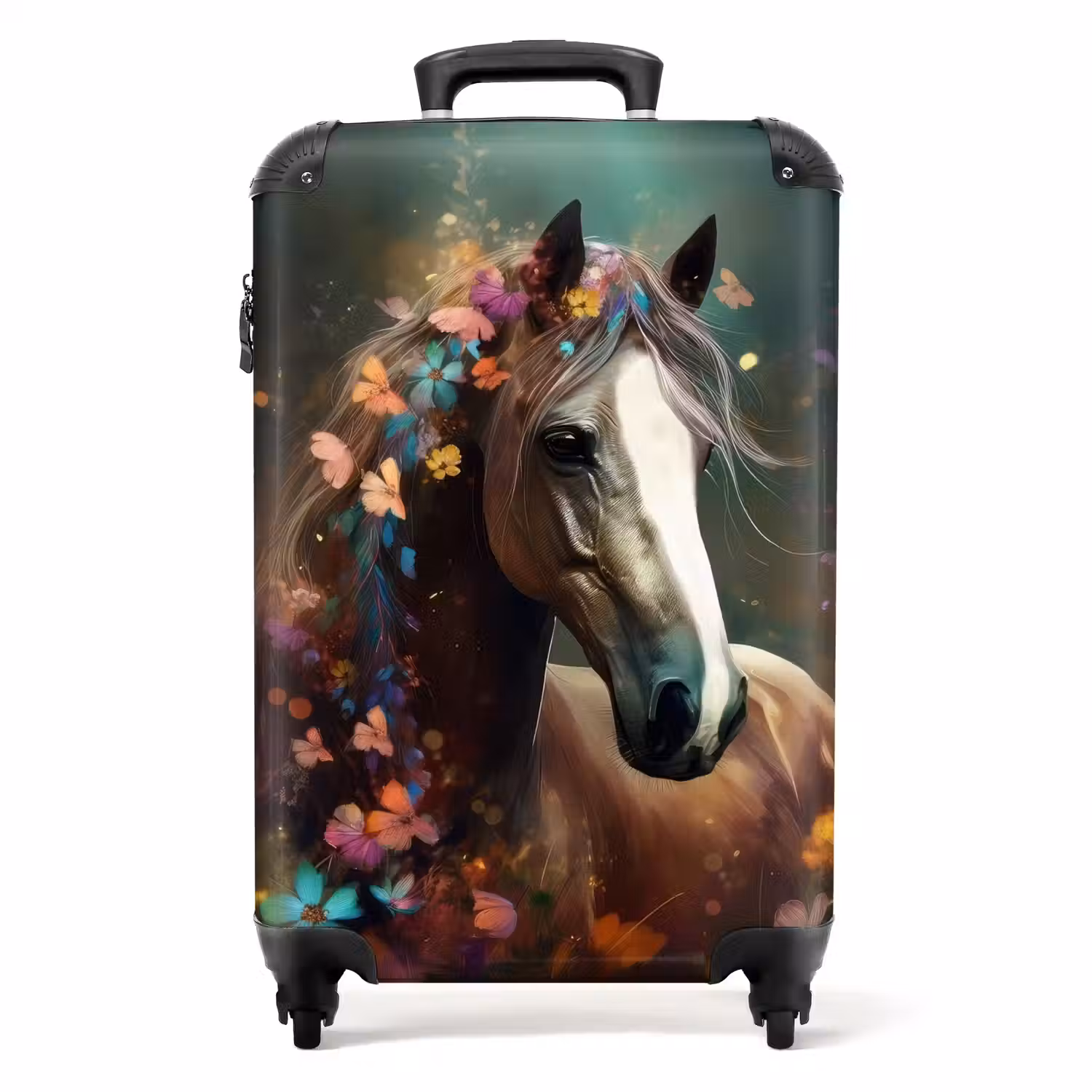 Koffer - Dieren - Paard - Natuur - Vlinder - Bloemen NBS - Handbagage koffer - Unisex middel -productfoto_recht