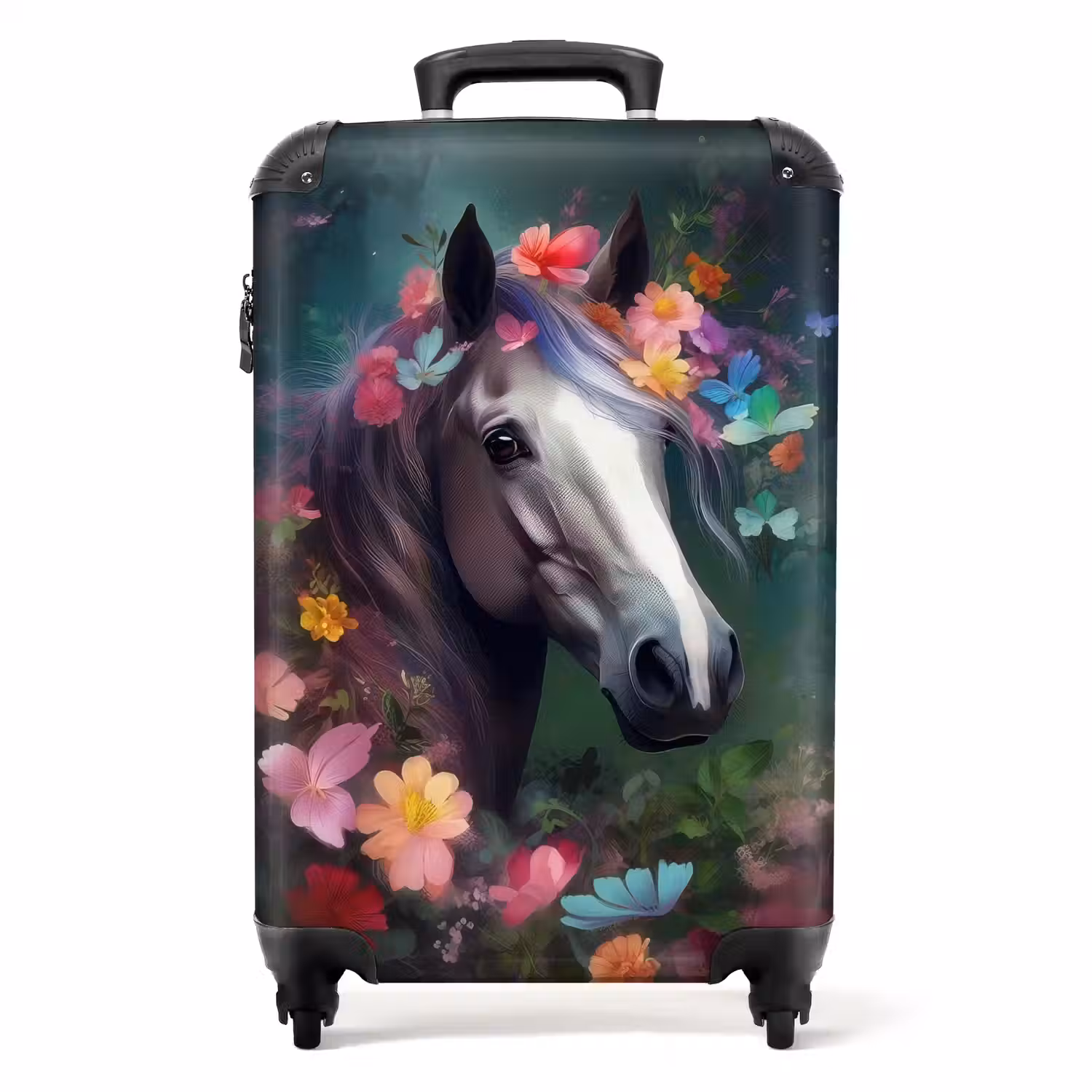 Koffer - Paard - Natuur - Bloemen - Bos - Dieren NBS - Handbagage koffer - Unisex middel -productfoto_recht