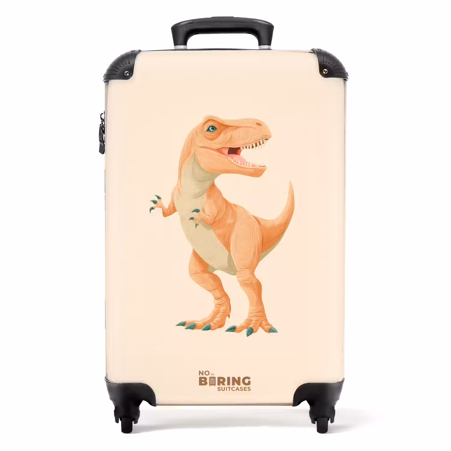 T-rex dino in oranje kleuren NBS - Handbagage koffer - Volwassenen Unisex middel -productfoto_recht
