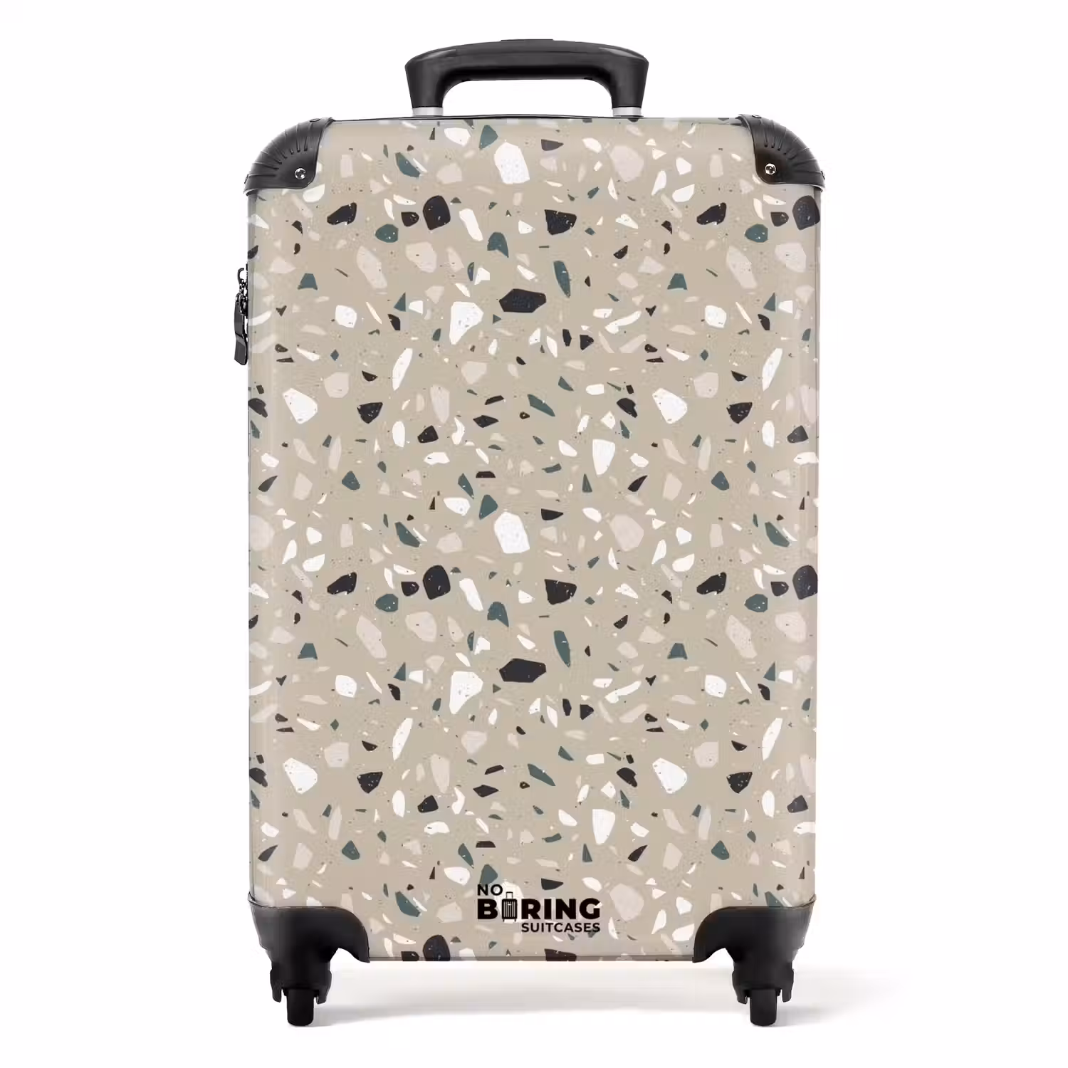 Terrazzo patroon kleurrijk grijs groen NBS - Handbagage koffer - Volwassenen Unisex middel -productfoto_recht