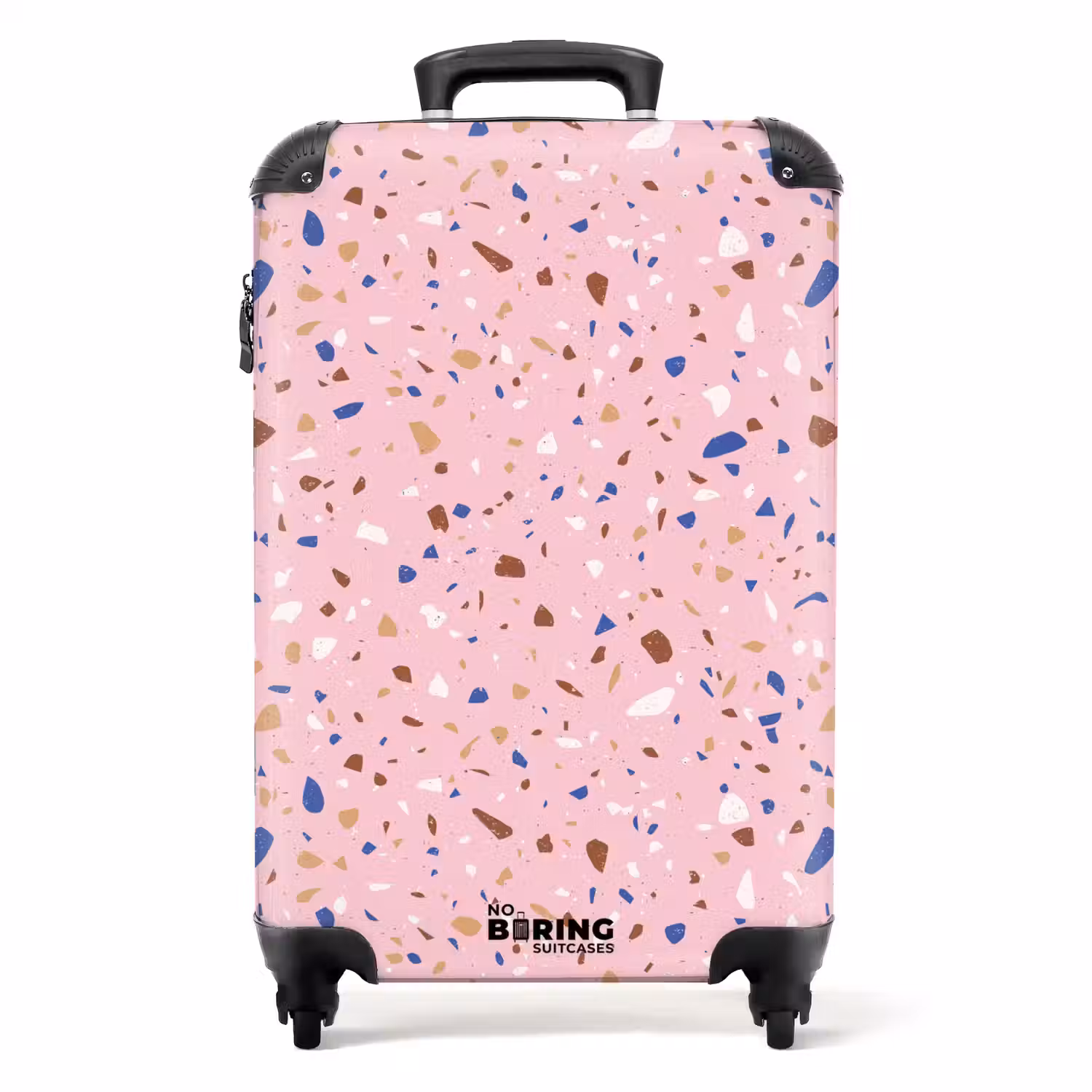 Terrazzo patroon veelkleurig roze en blauw NBS - Handbagage koffer - Volwassenen Unisex middel -productfoto_recht