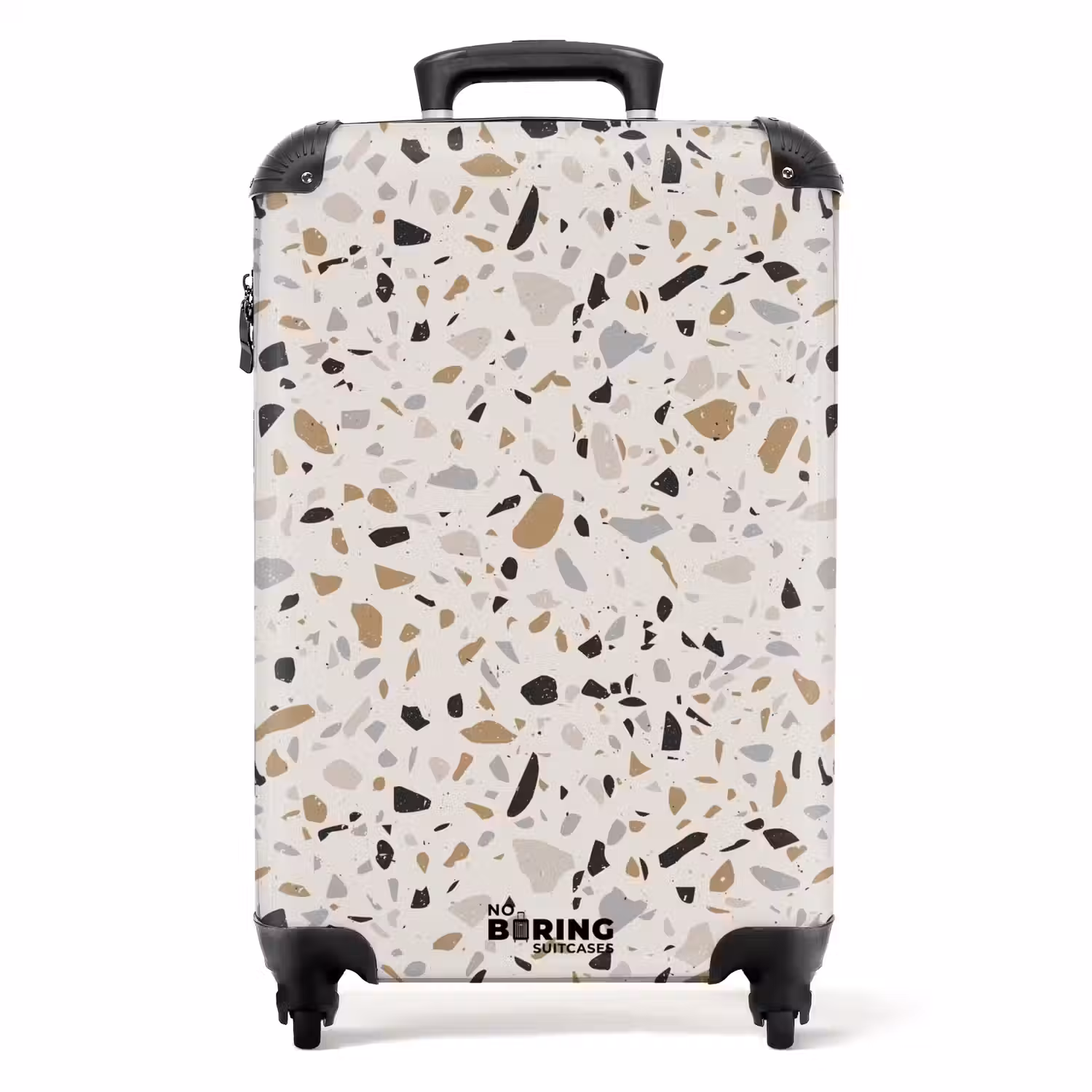 Terrazzo patroon natuurlijk beige NBS - Handbagage koffer - Volwassenen Unisex middel -productfoto_recht