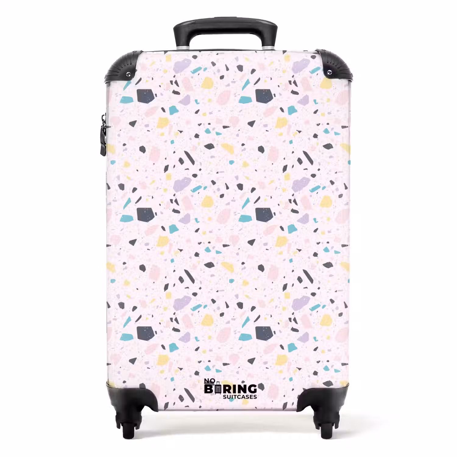 Terrazzo patroon roze confetti NBS - Handbagage koffer - Volwassenen Unisex middel -productfoto_recht