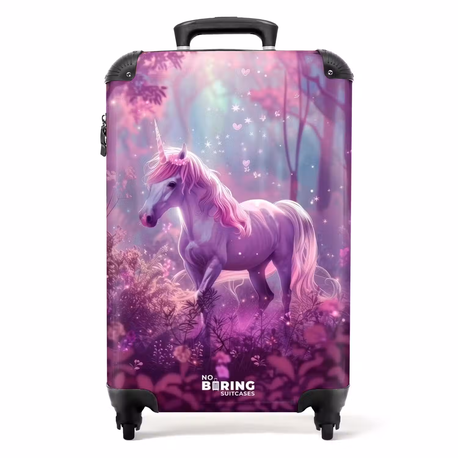 Eenhoorn Omringd door Paarse Natuur NBS - Handbagage koffer - Unisex middel -productfoto_recht