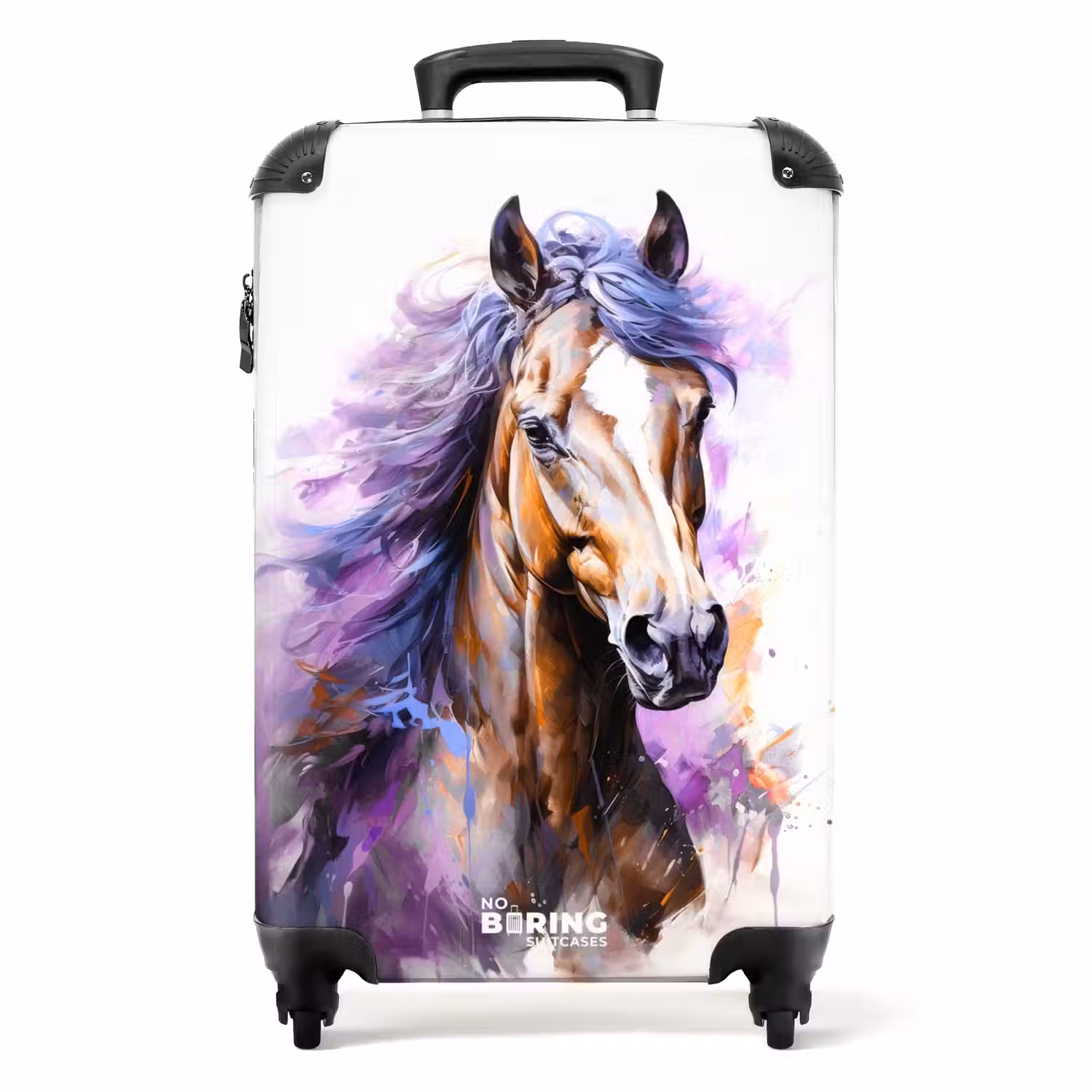 Aquarel paard met paarse manen NBS - Handbagage koffer - Unisex middel -productfoto_recht