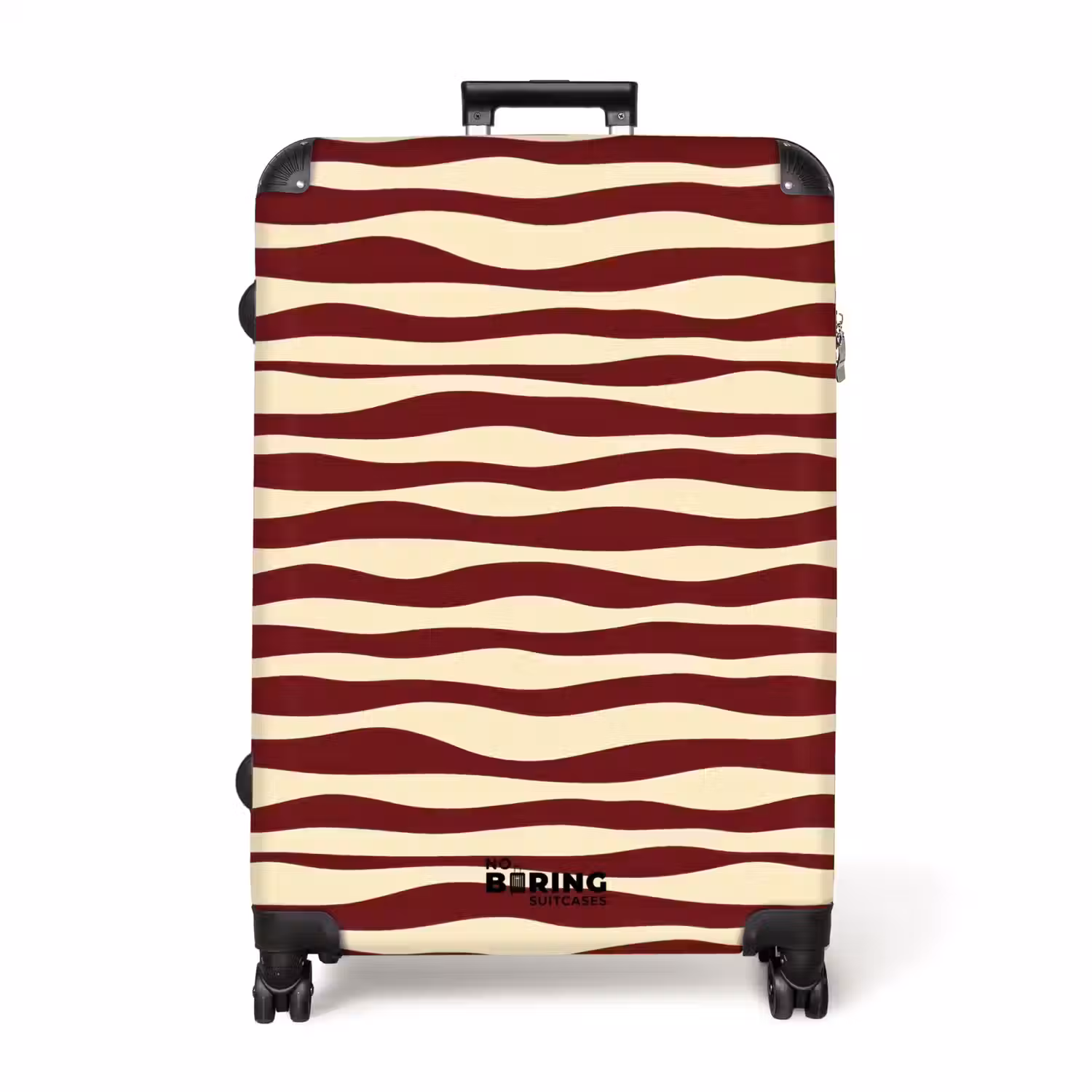 Golven - Rood - Patroon - Crème NBS - Handbagage koffer - Volwassenen Unisex middel -productfoto_recht