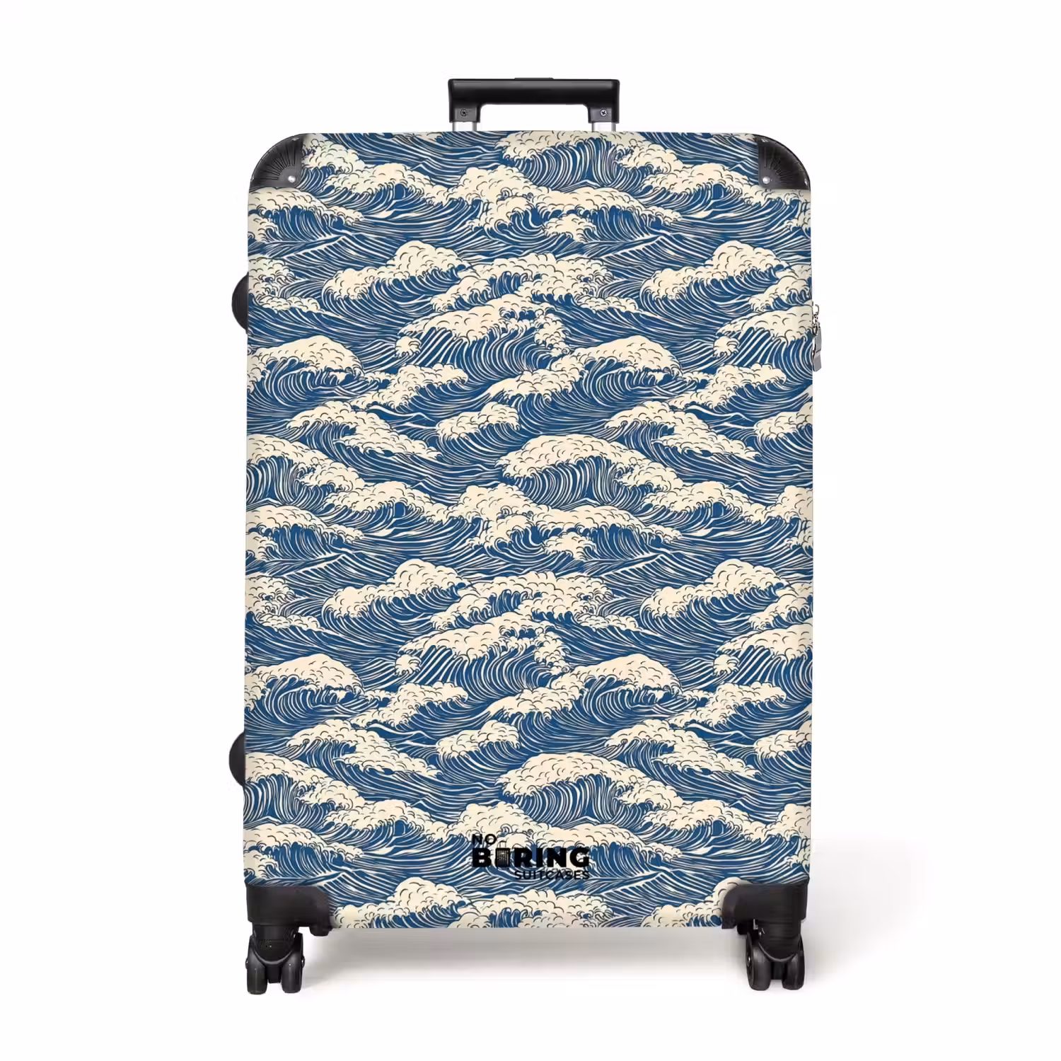 Golven - Ritmisch - Blauw NBS - Handbagage koffer - Volwassenen Unisex middel -productfoto_recht