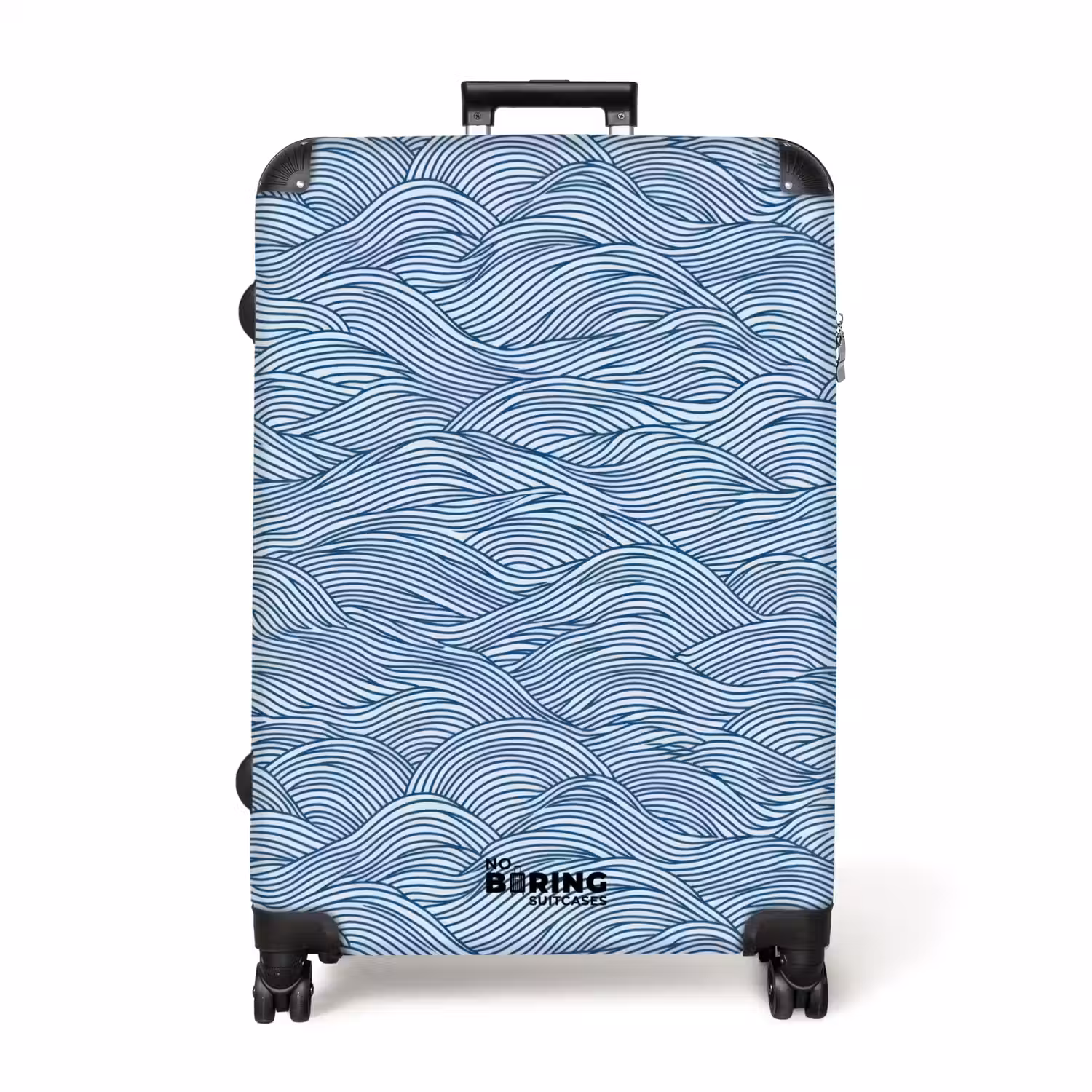 Golven - Ritmisch - Blauw NBS - Handbagage koffer - Volwassenen Unisex middel -productfoto_recht