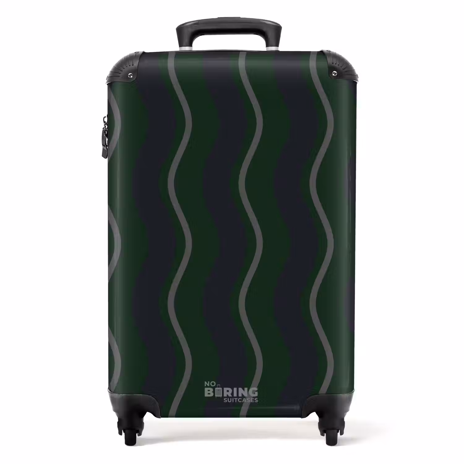 Golvende strepen in groen met grijs NBS - Handbagage koffer - Unisex middel -productfoto_recht