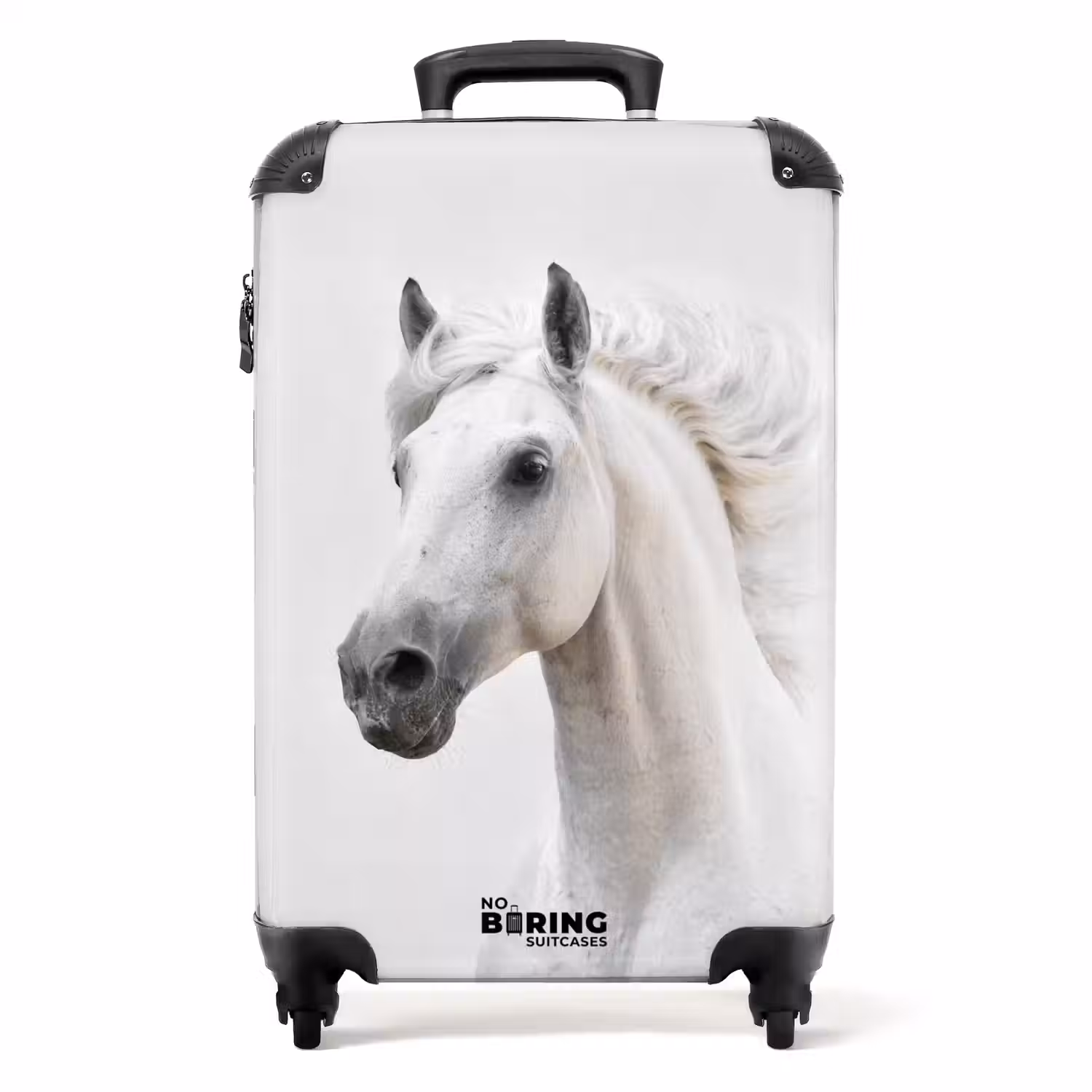 Wit paard met wapperende manen NBS - Handbagage koffer - Unisex middel -productfoto_recht