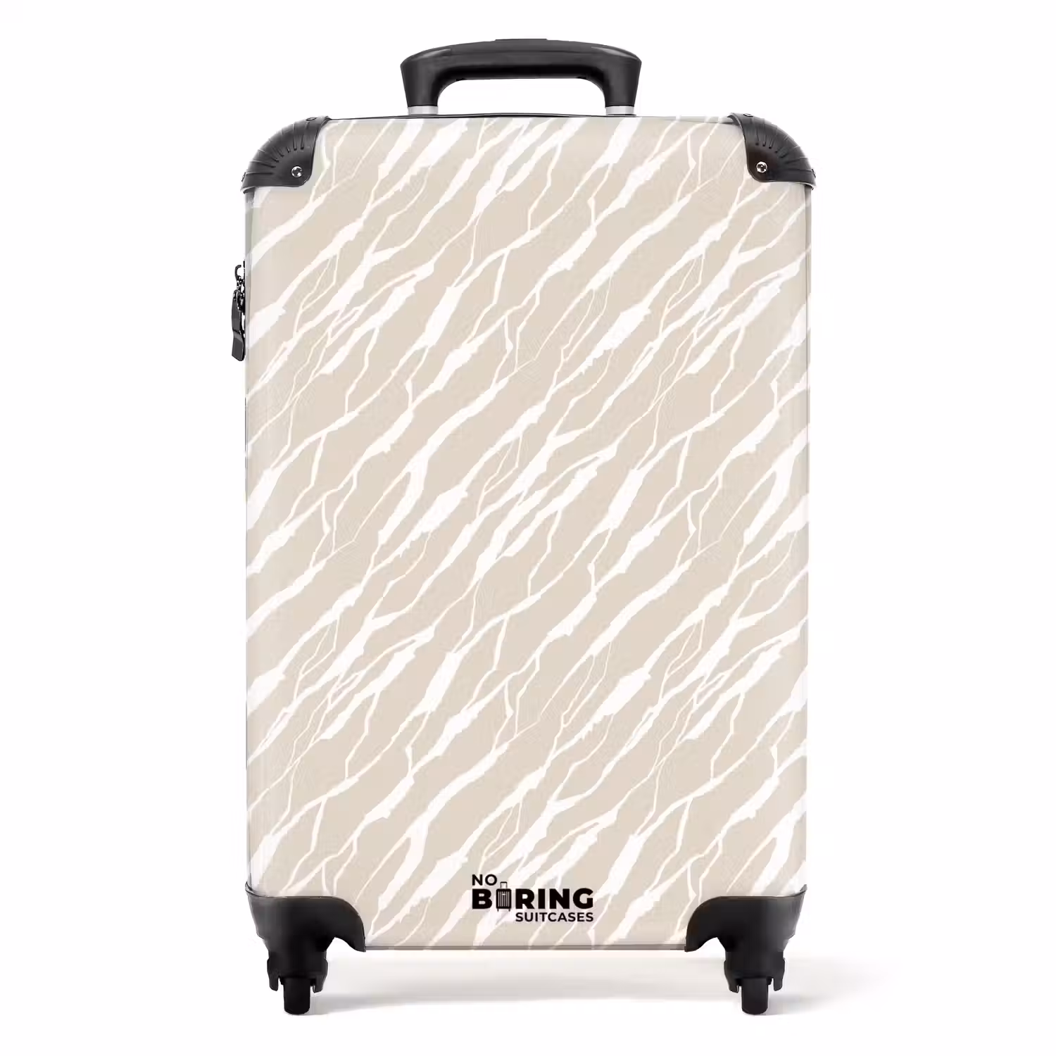 Witte lijnen over beige achtergrond NBS - Handbagage koffer - Volwassenen Unisex middel -productfoto_recht