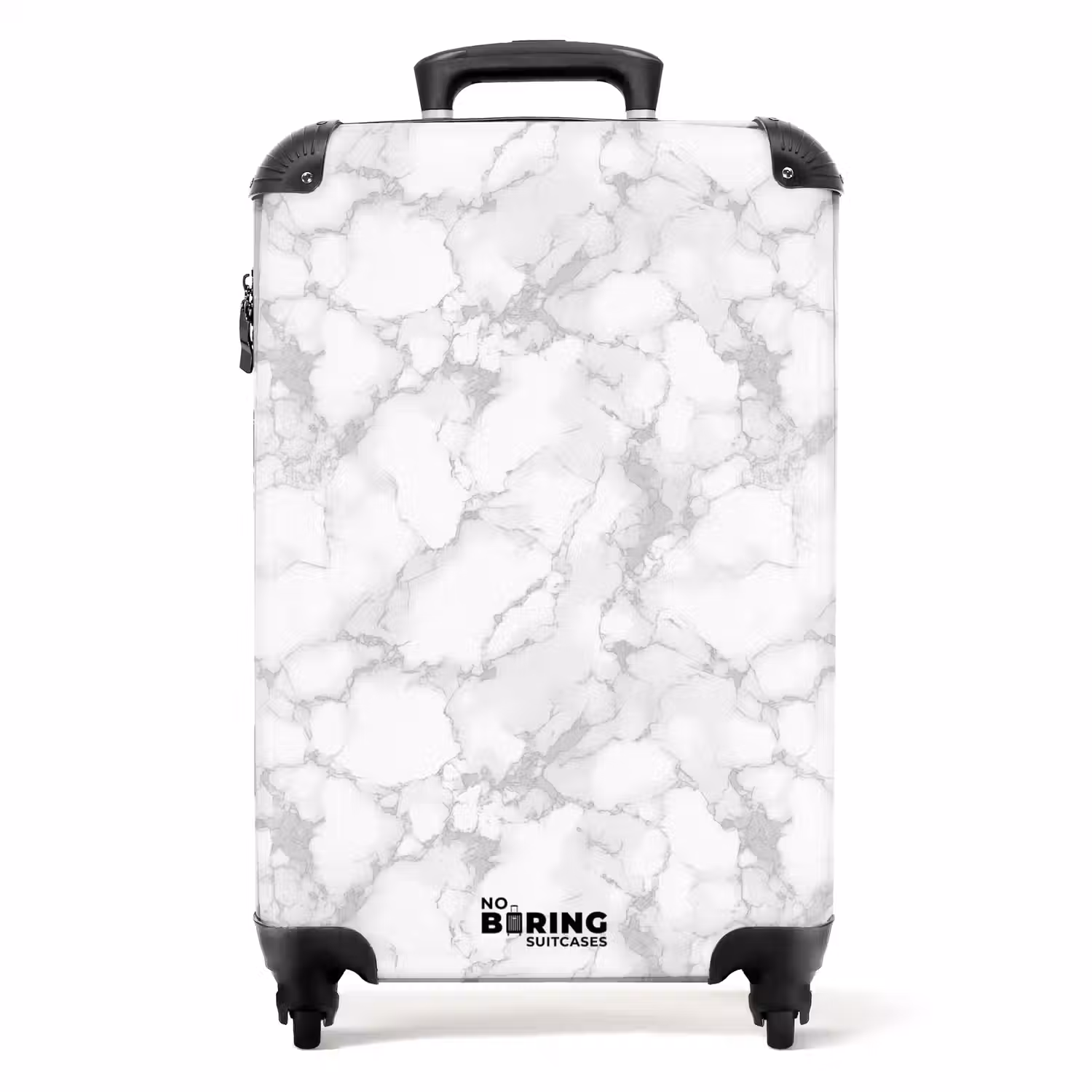 Wit - Marmer - Grijs NBS - Handbagage koffer - Volwassenen Unisex middel -productfoto_recht