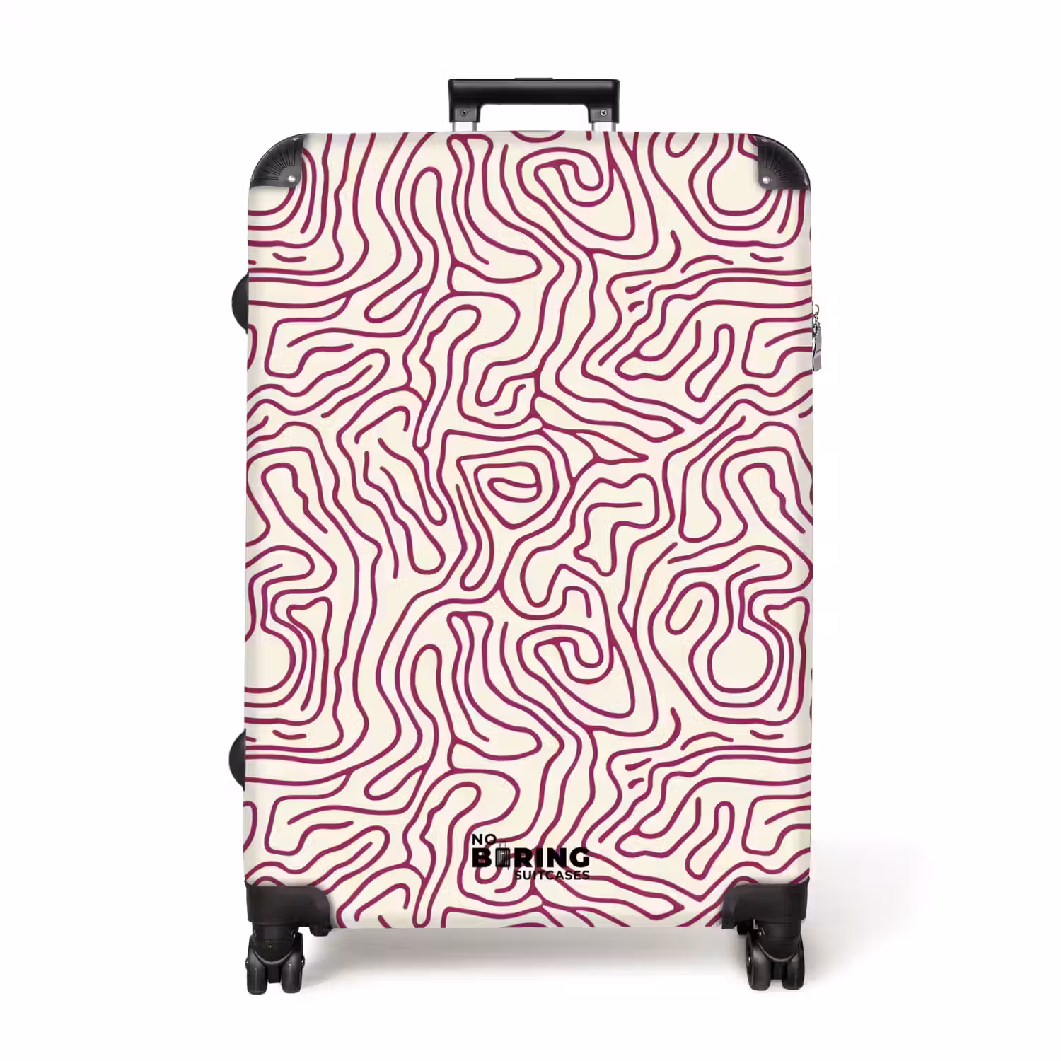 Kronkelende lijn - Magenta - Crème NBS - Handbagage koffer - Volwassenen Unisex middel -productfoto_recht