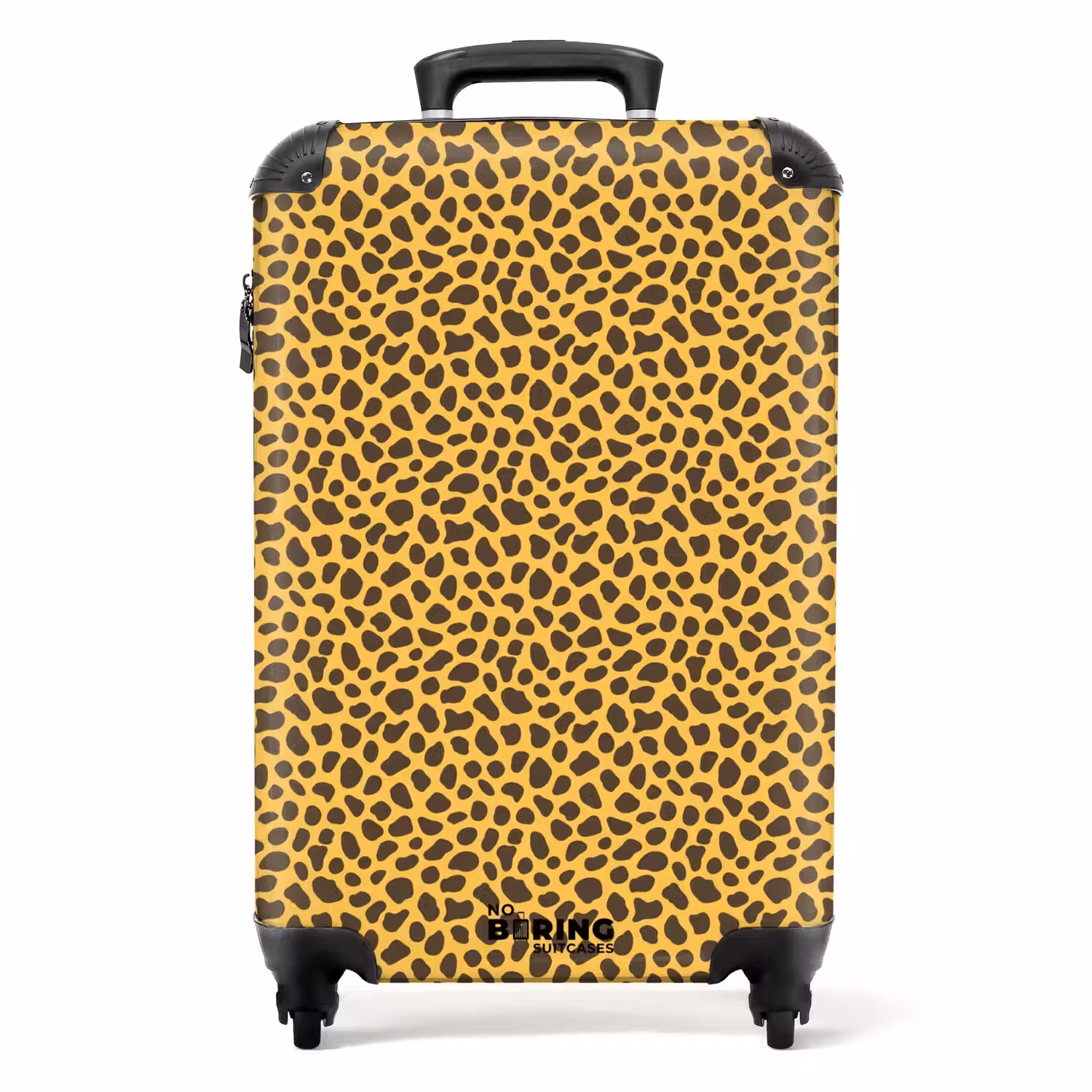 Gele achtergrond met dicht luipaardpatroon NBS - Handbagage koffer - Volwassenen Unisex middel -productfoto_recht