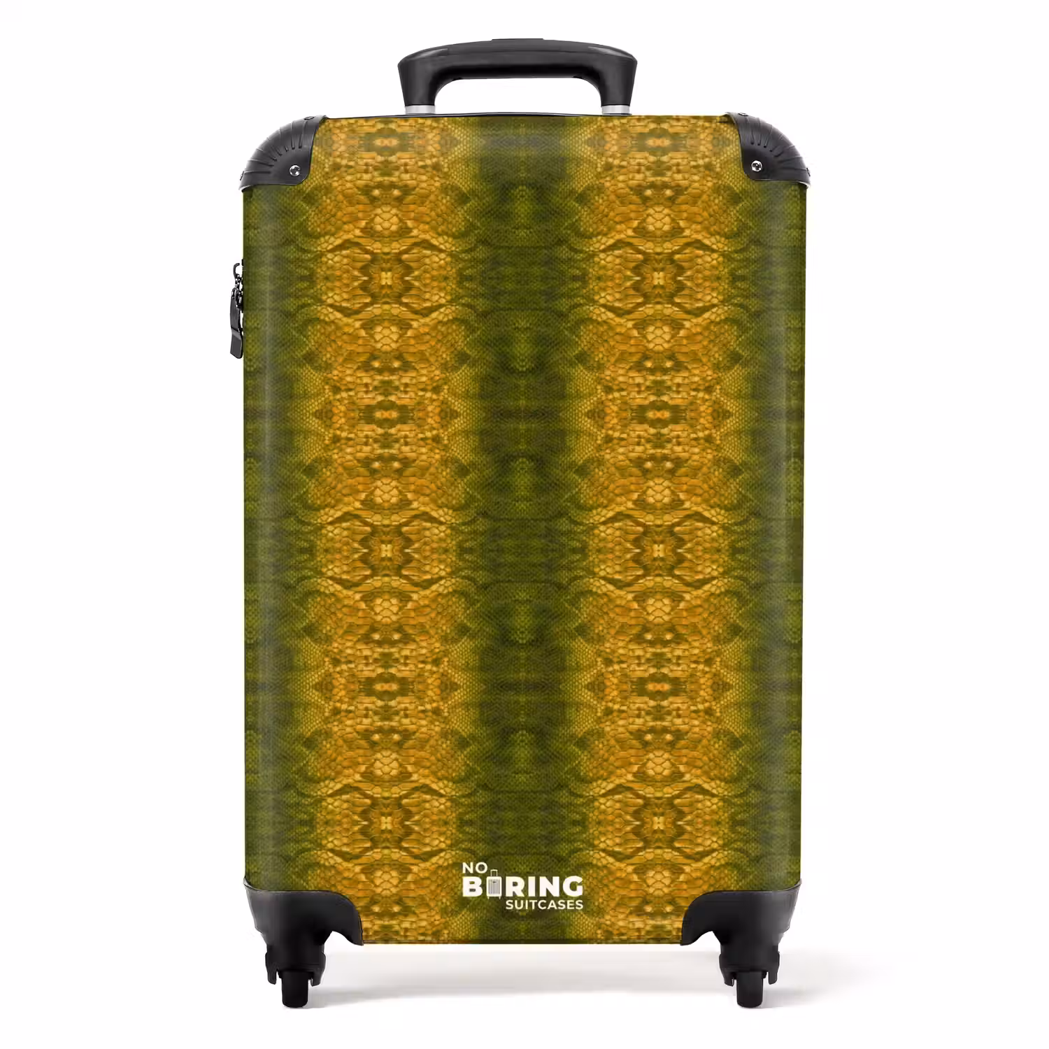 Geel groen slangenhuid met symmetrische schubstructuur NBS - Handbagage koffer - Volwassenen Unisex middel -productfoto_recht