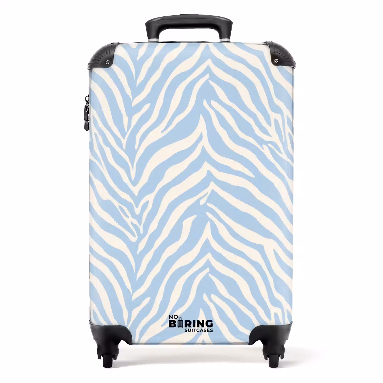 Zebra - Motief - Blauw - Wit NBS - Handbagage koffer - Volwassenen Unisex middel -productfoto_recht