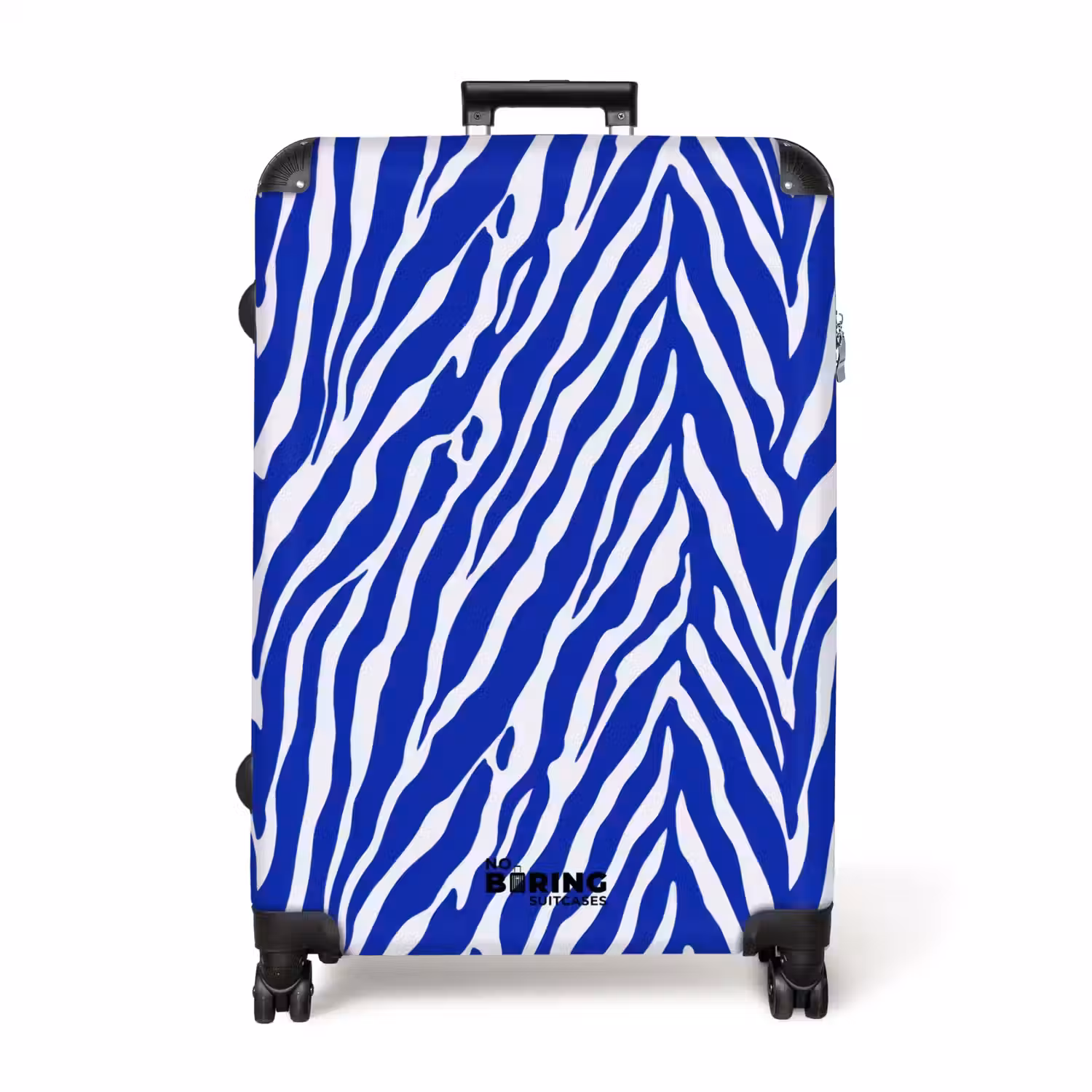 Zebra - Patroon - Kobalt - Blauw NBS - Handbagage koffer - Volwassenen Unisex middel -productfoto_recht
