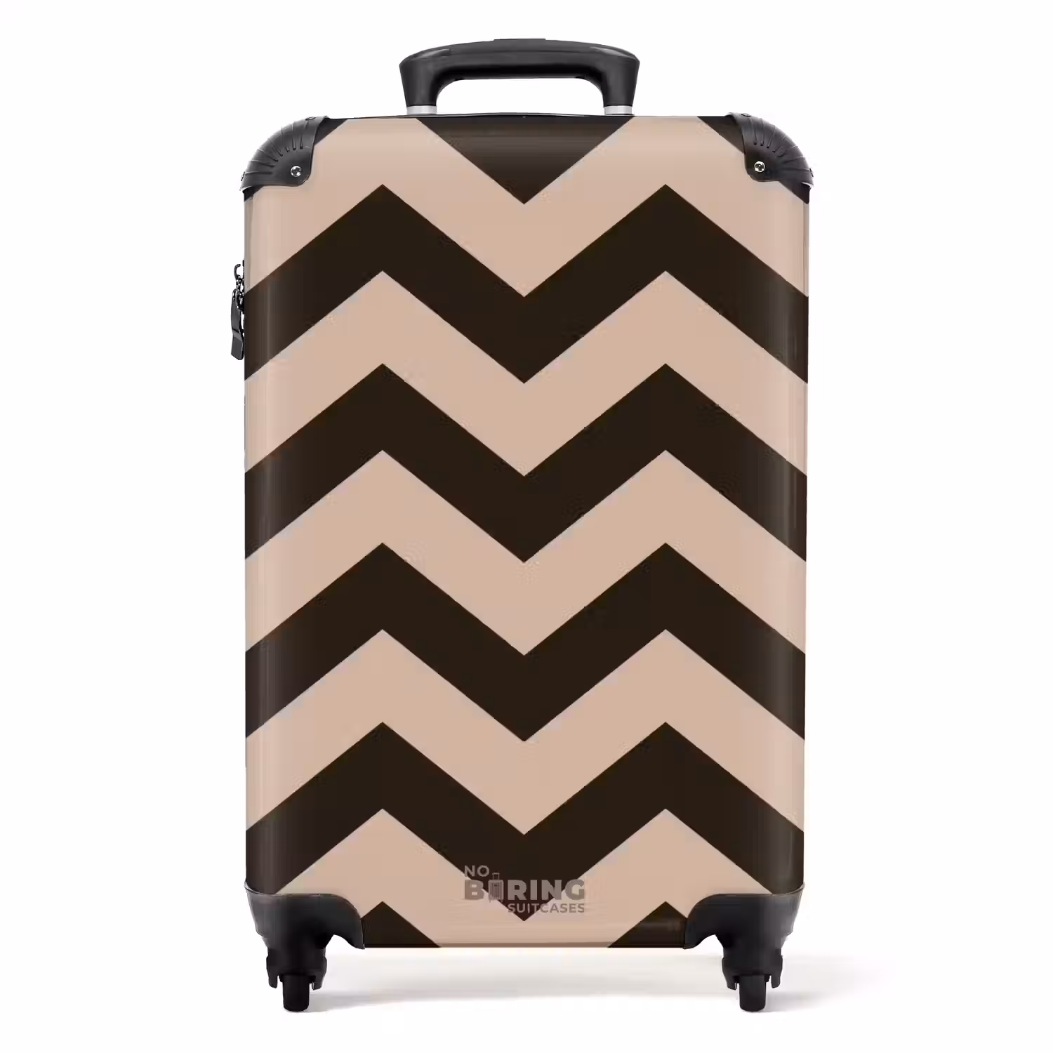 Zigzag patroon in verschillende tinten bruin NBS - Handbagage koffer - Unisex middel -productfoto_recht