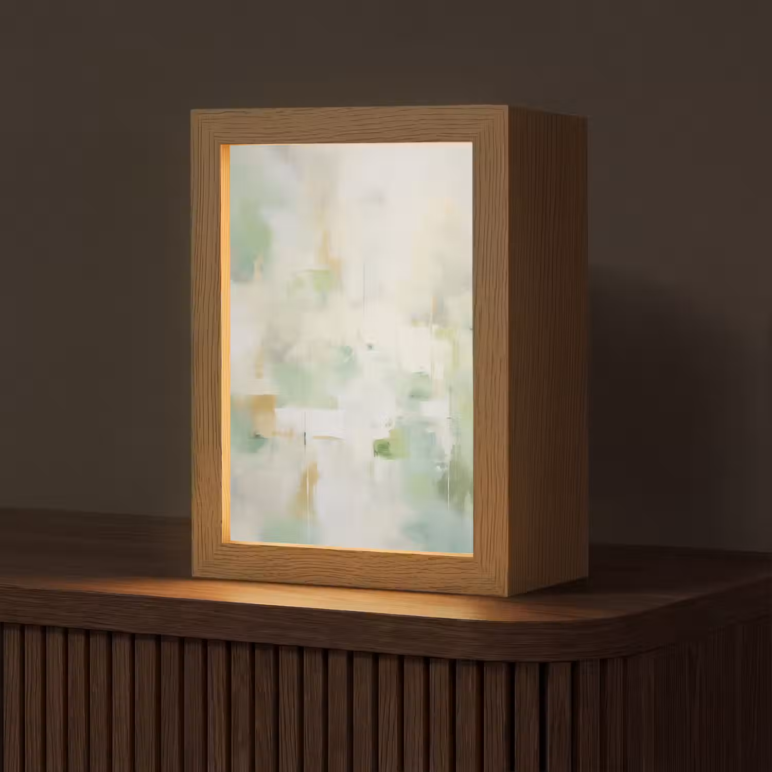 Abstract - Kunst - Wit - Groen - Modern Light Box met kabel (Tafellamp) klein -z3d_website
