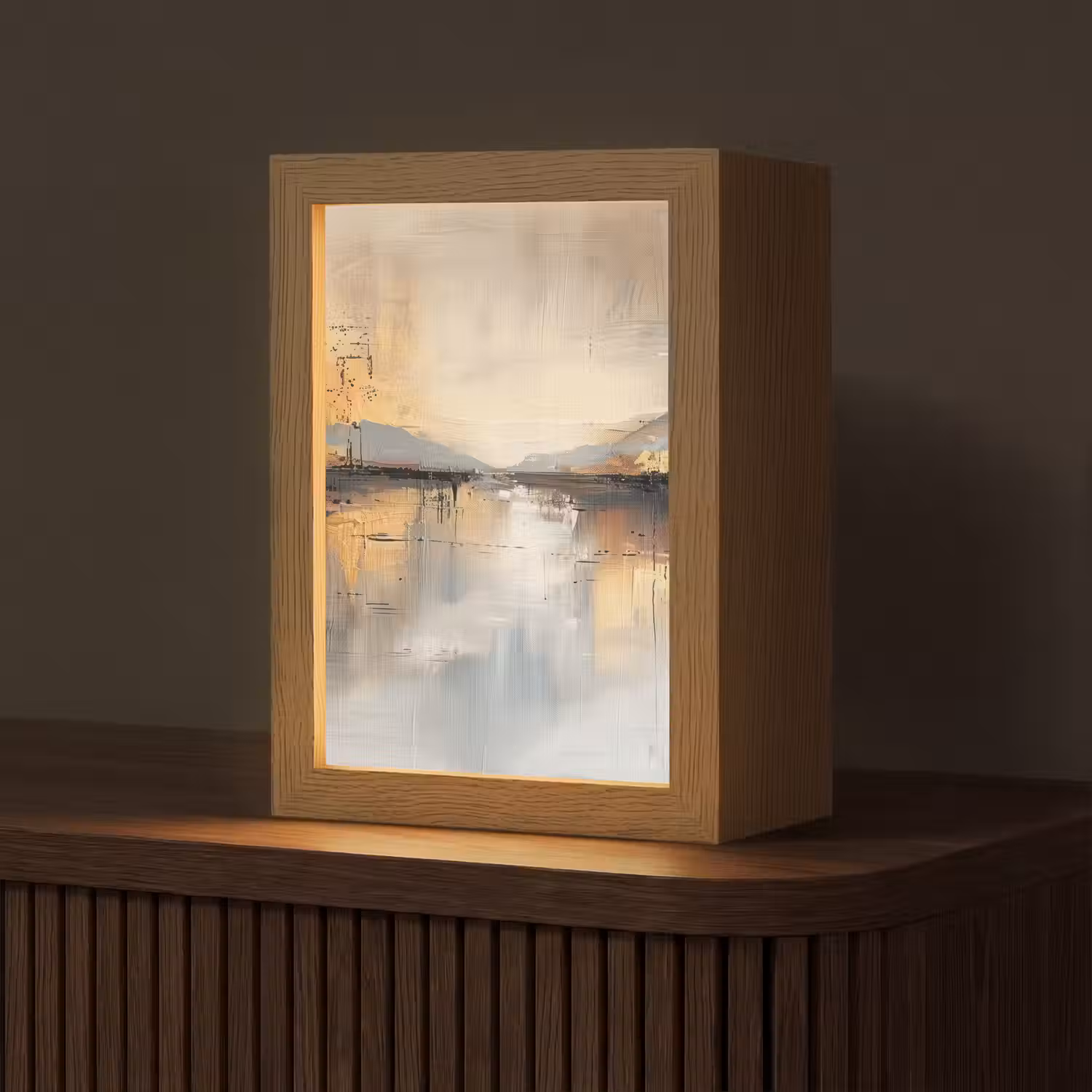 Abstract - Modern - Beige - Aesthetic - Goud Light Box met kabel (Tafellamp) klein -z3d_website