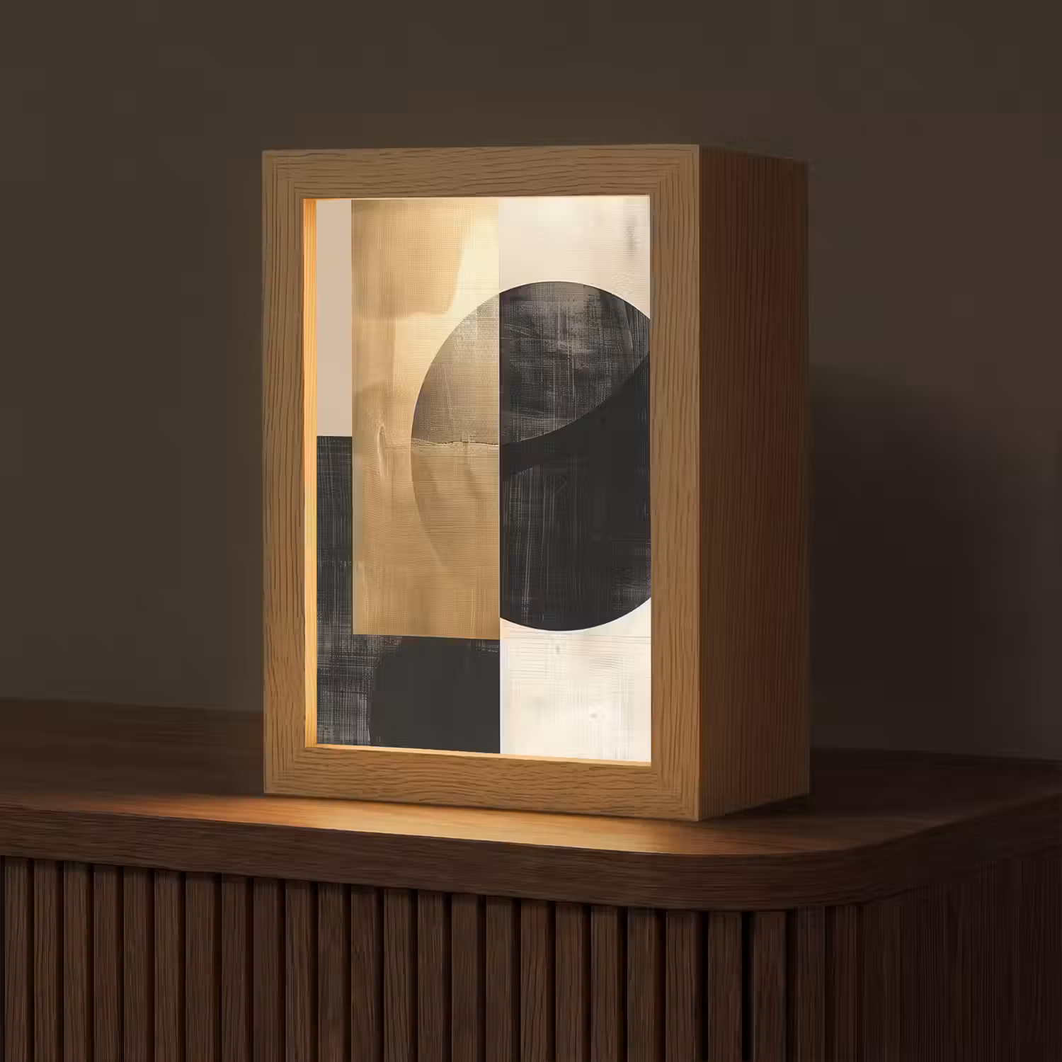 Abstract - Modern - Zwart - Goud Light Box met kabel (Tafellamp) klein -z3d_website