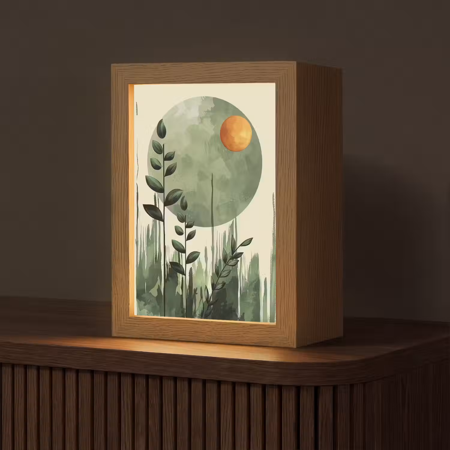 Abstract - Natuur - Kunst - Zon - Modern Light Box met kabel (Tafellamp) klein -z3d_website