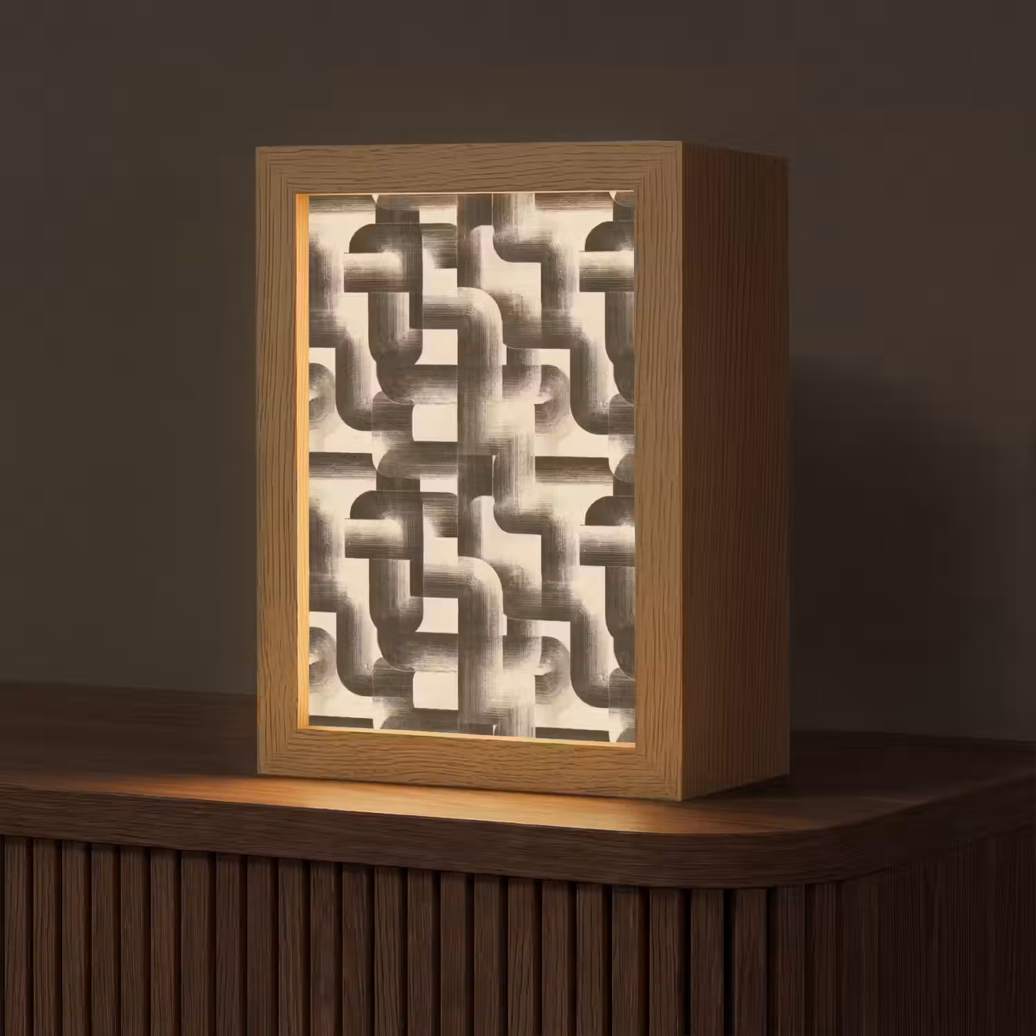 Abstract - Retro - Zwart Light Box met kabel (Tafellamp) klein 925 -z3d_website