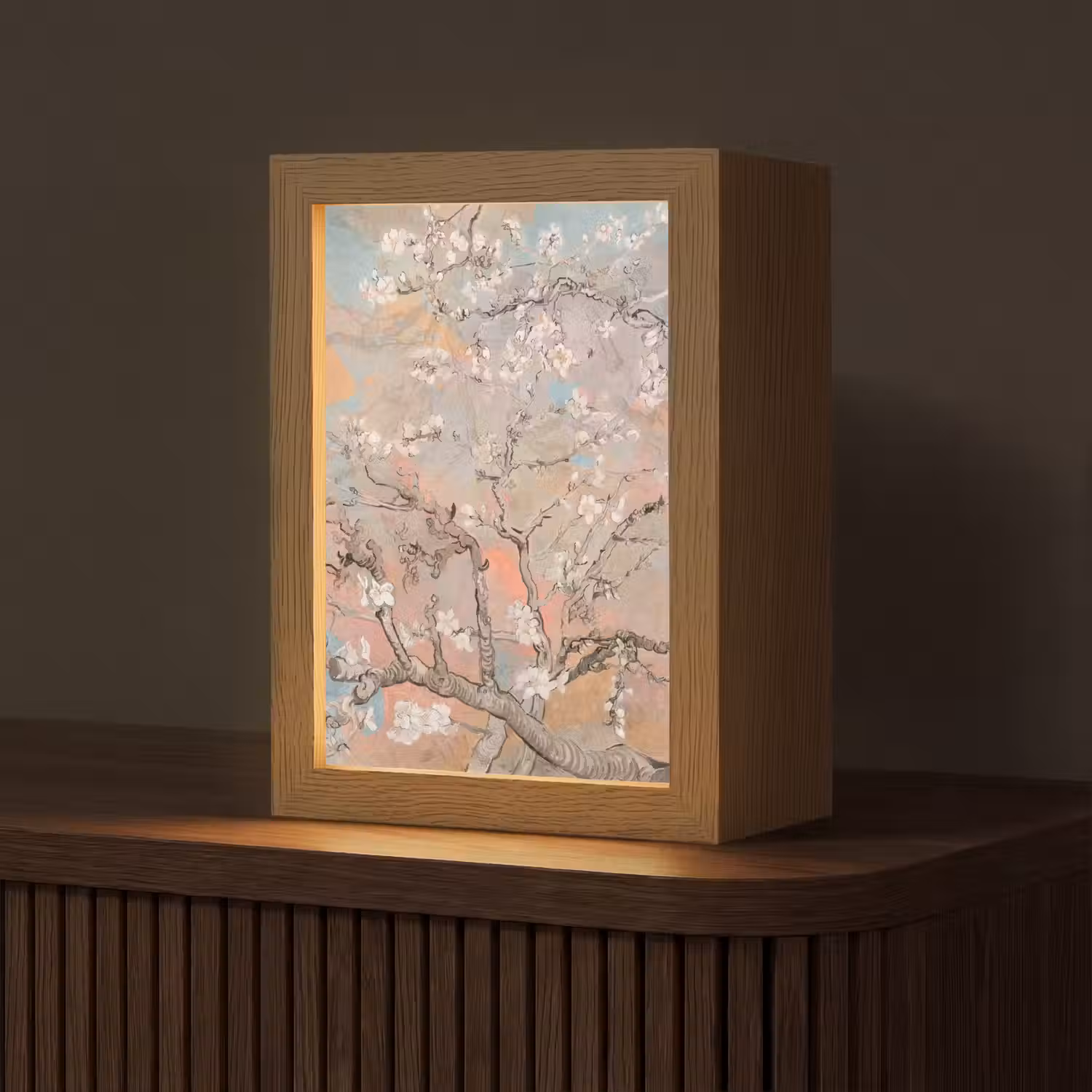 Amandelbloesem - Kunst - Van Gogh - Pastel Light Box met kabel (Tafellamp) klein -z3d_website