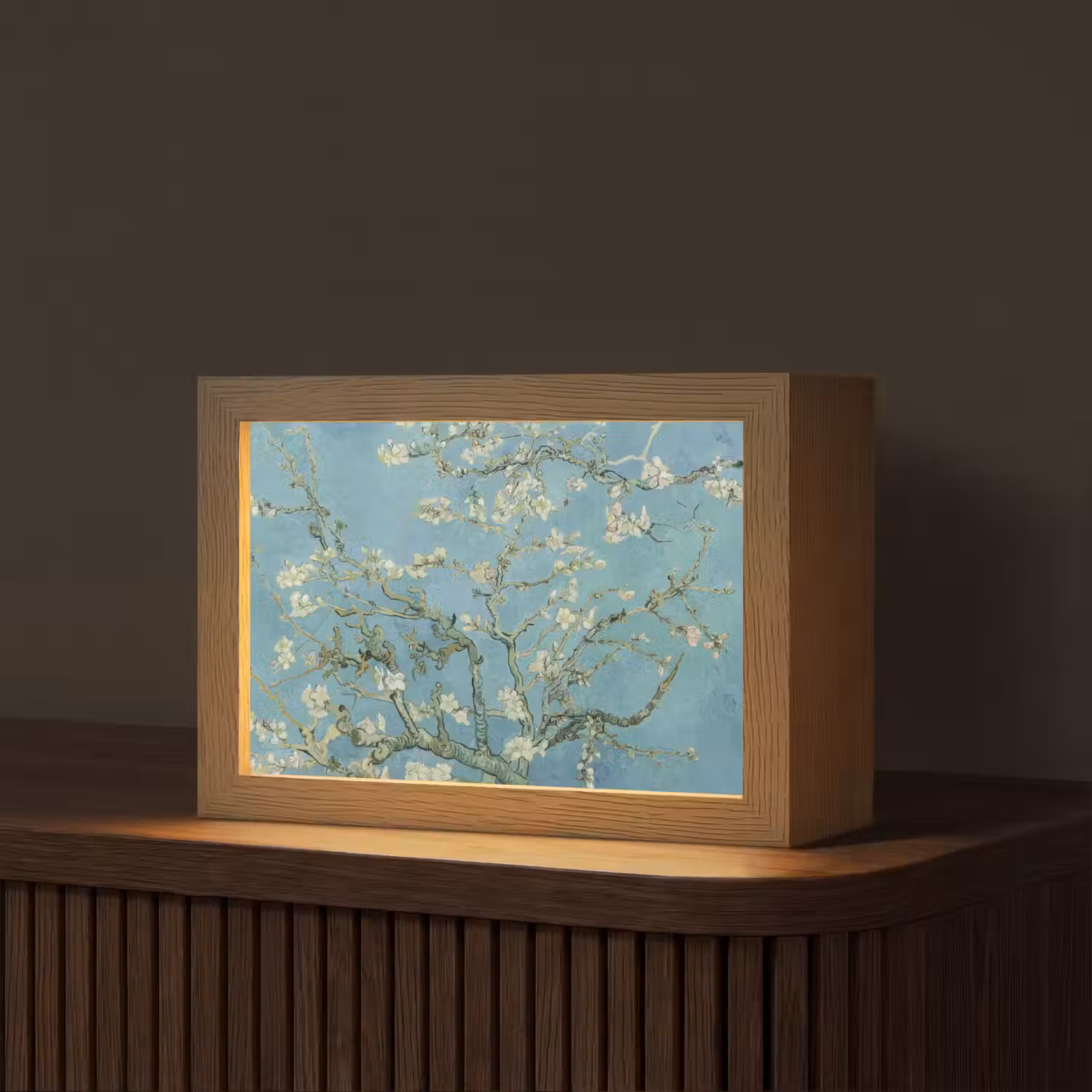 Amandelbloesem - Van Gogh - Kunst - Bloemen Light Box met kabel (Tafellamp) klein -z3d_website