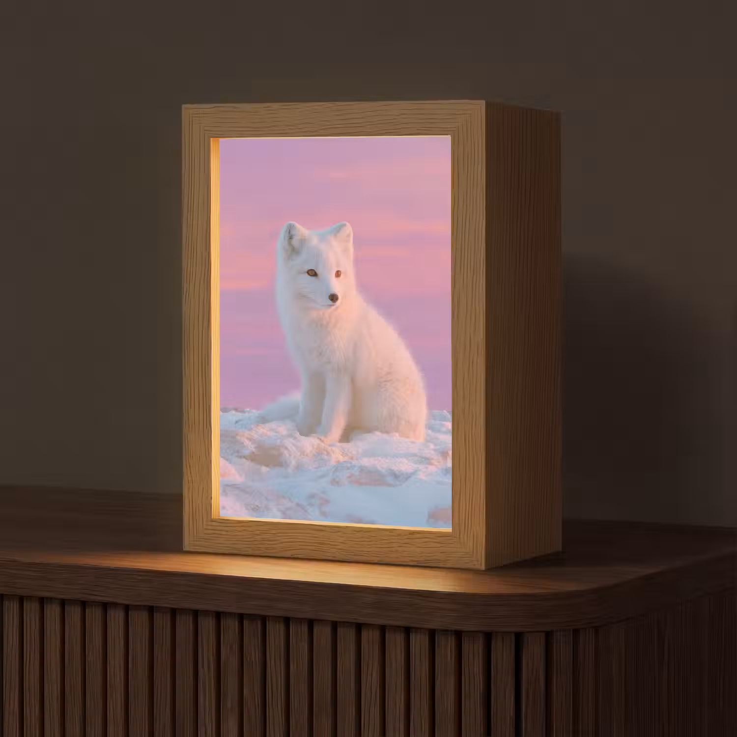 Poolvos - Sneeuw - Roze Light Box met kabel (Tafellamp) klein -z3d_website