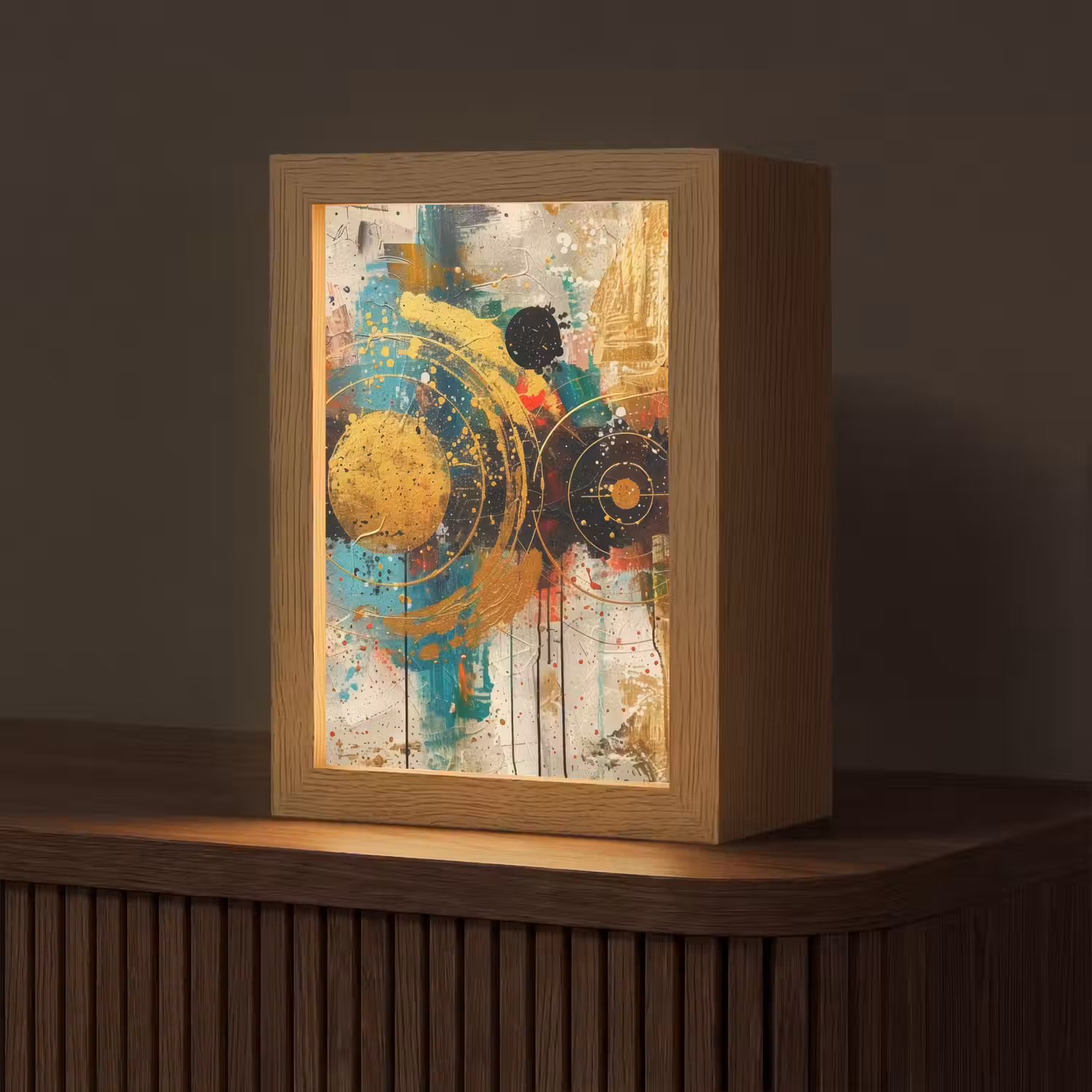 Kunst - Abstract - Aesthetic - Goud Light Box met kabel (Tafellamp) klein -z3d_website