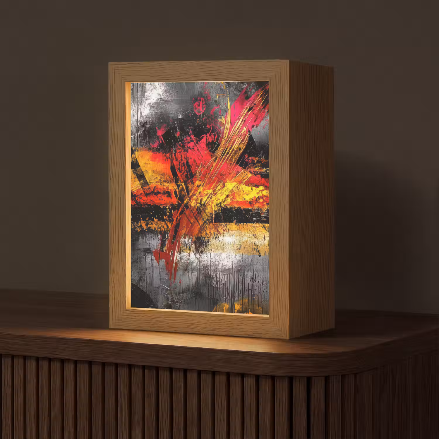 Kunst - Zwart - Abstract Light Box met kabel (Tafellamp) klein -z3d_website