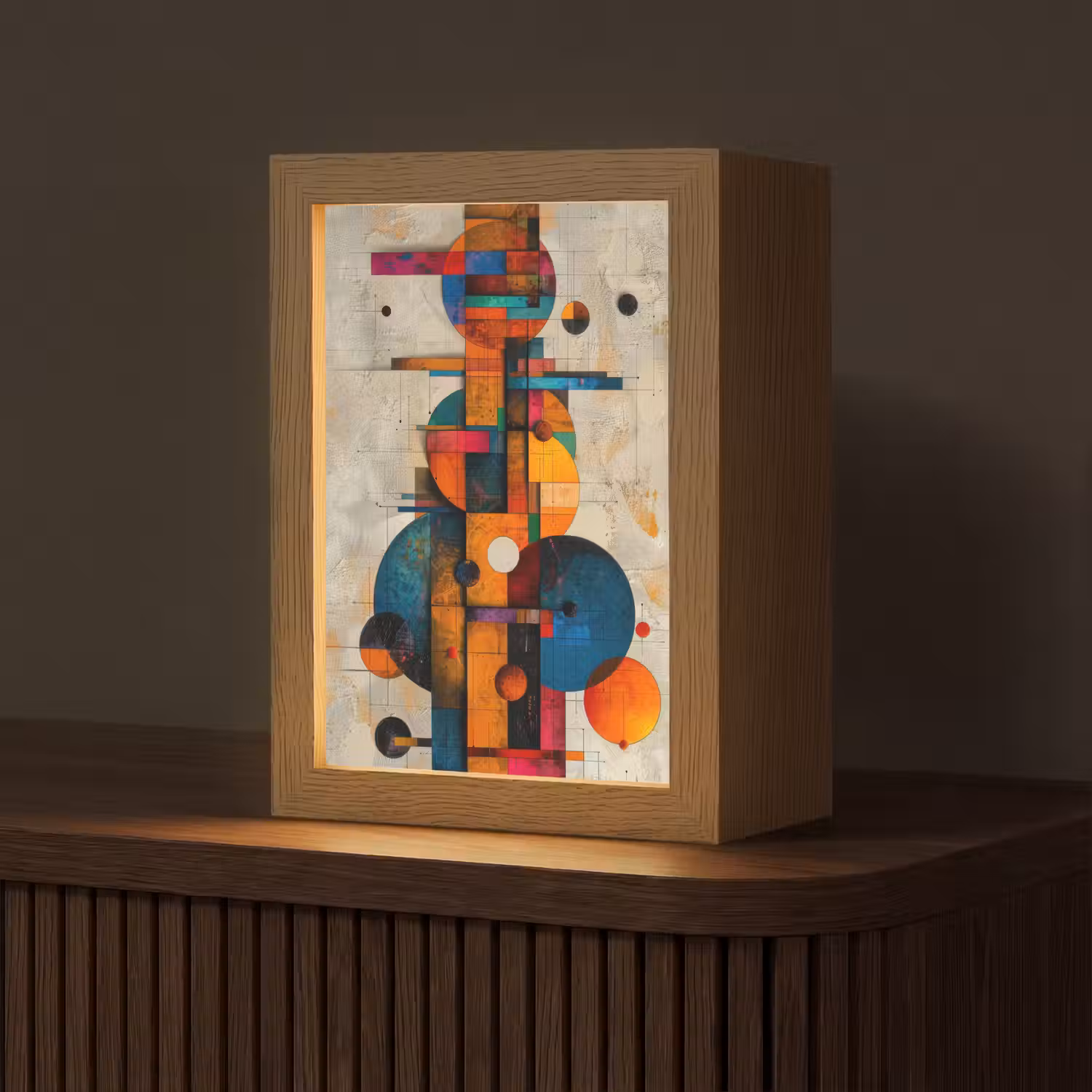 Kunst - Kleurrijk - Modern - Vormen Light Box met kabel (Tafellamp) klein -z3d_website