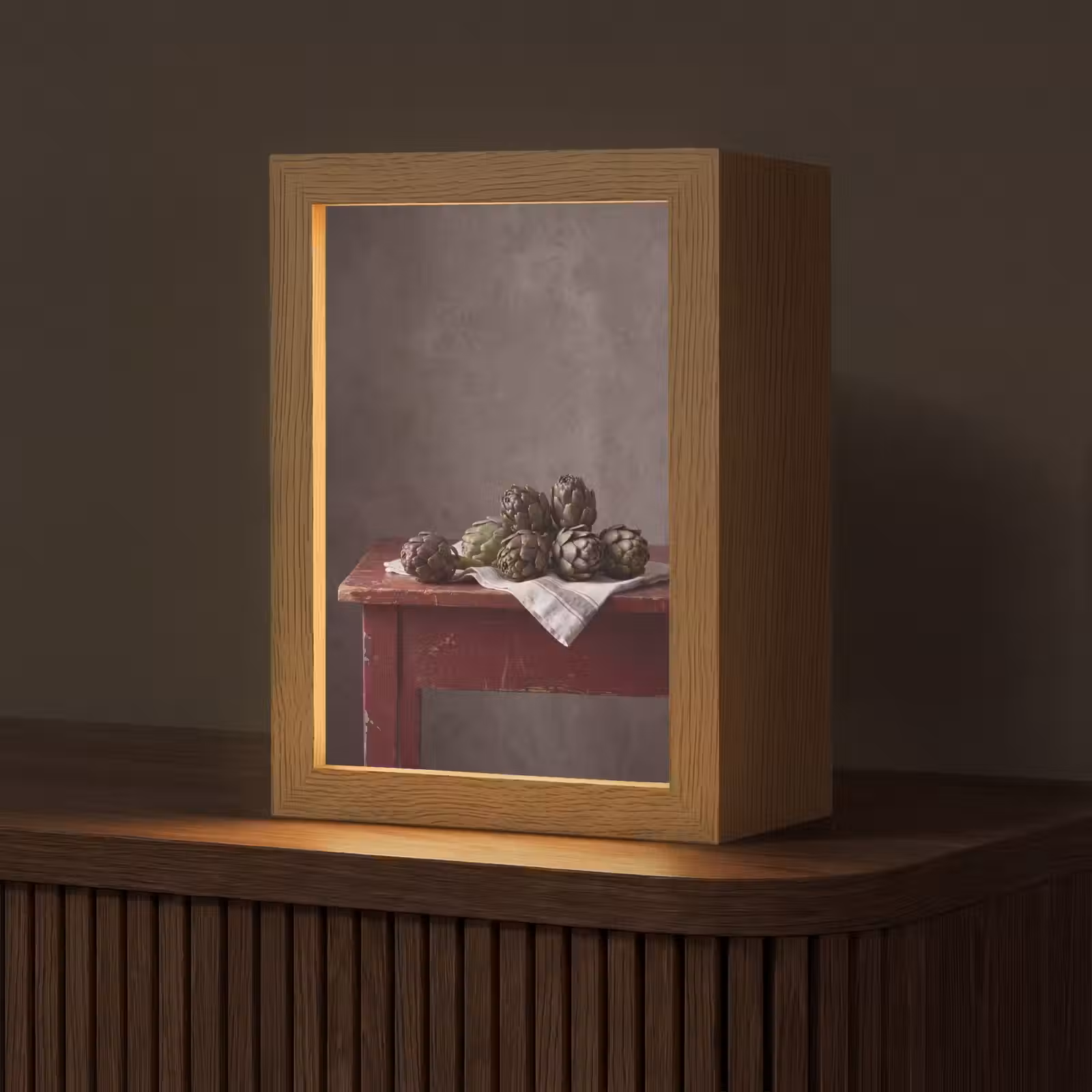 Table Lamp - Artichoke - Food - Rustic - Artisjok - Eten - Rustiek Light Box met kabel (Tafellamp) klein
