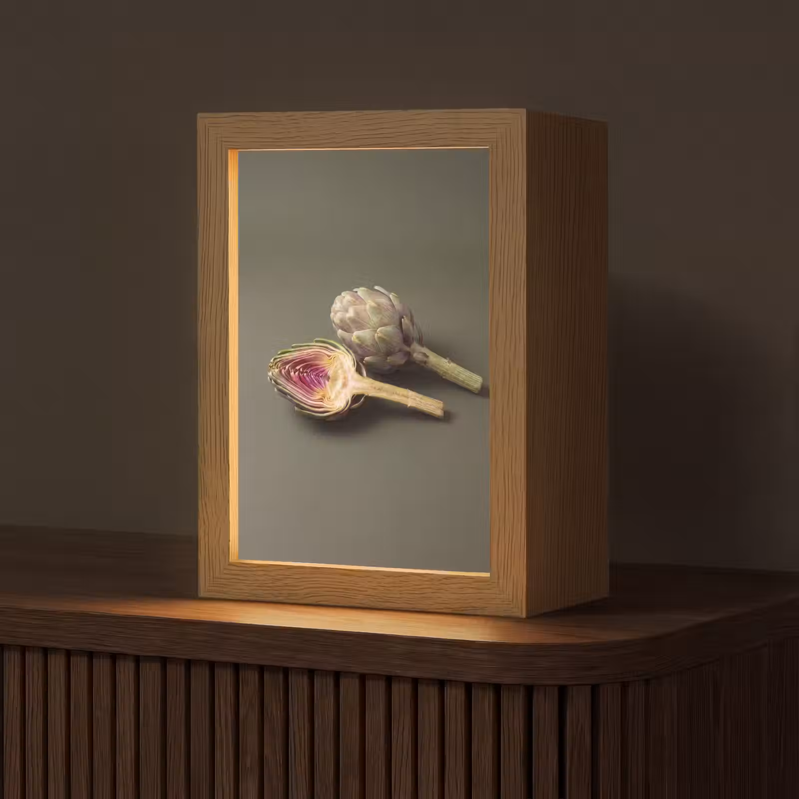 Table Lamp - Artichoke - Purple - Food - Artisjok - Paars - Voedsel Light Box met kabel (Tafellamp) klein