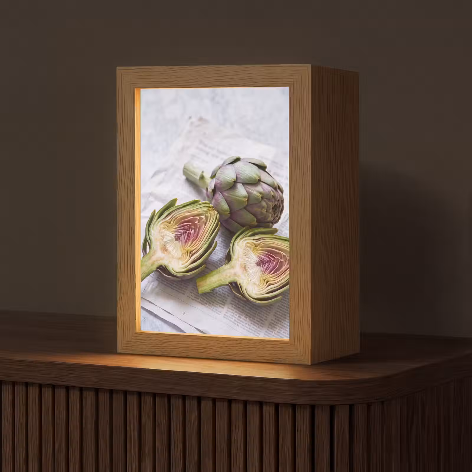 Table Lamp - Artichoke - Sliced - Food - Artisjok - Doorgesneden - Eten Light Box met kabel (Tafellamp) klein