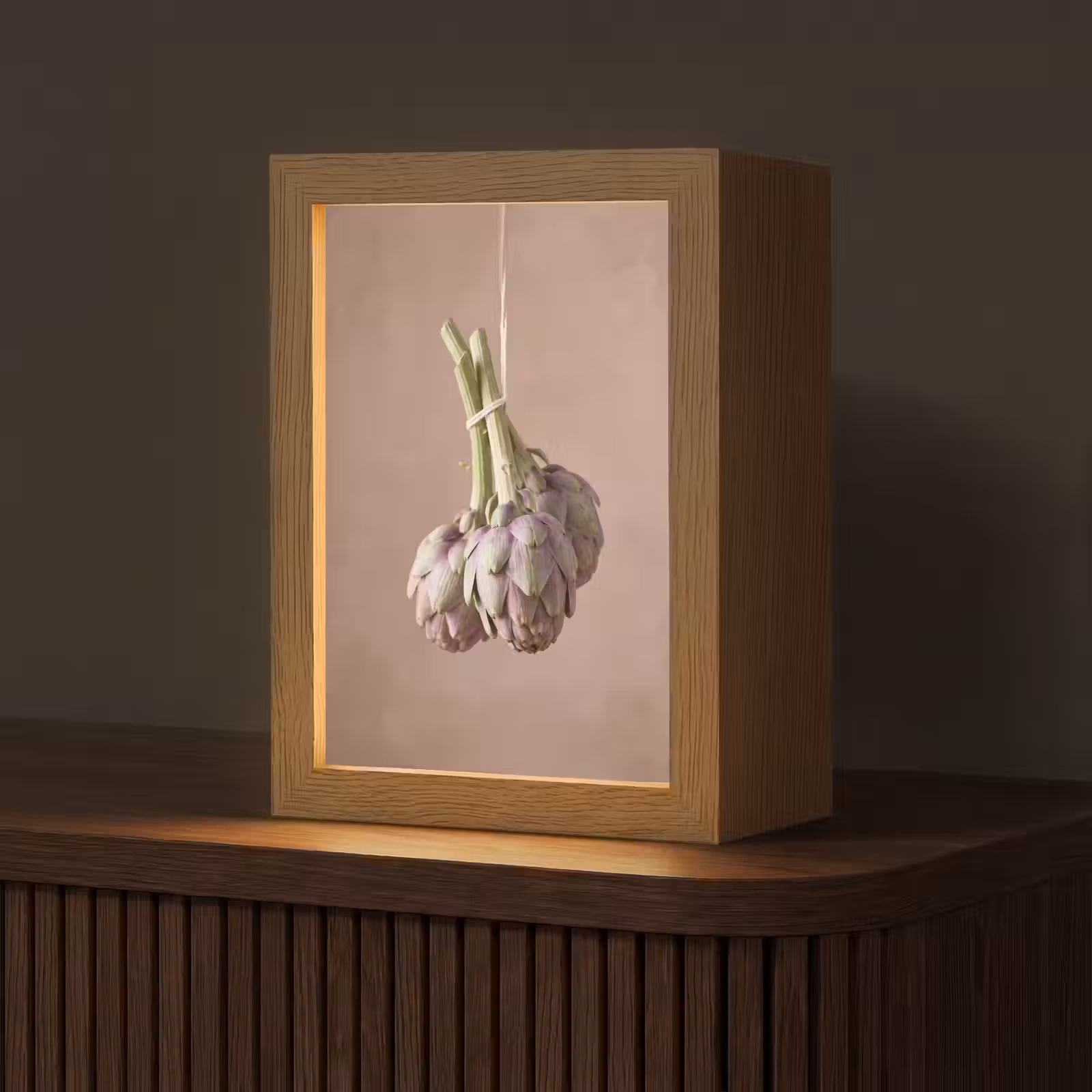 Table Lamp - Artichokes - Hanging - Vegetables - Artisjokken - Hangend - Groenten Light Box met kabel (Tafellamp) klein