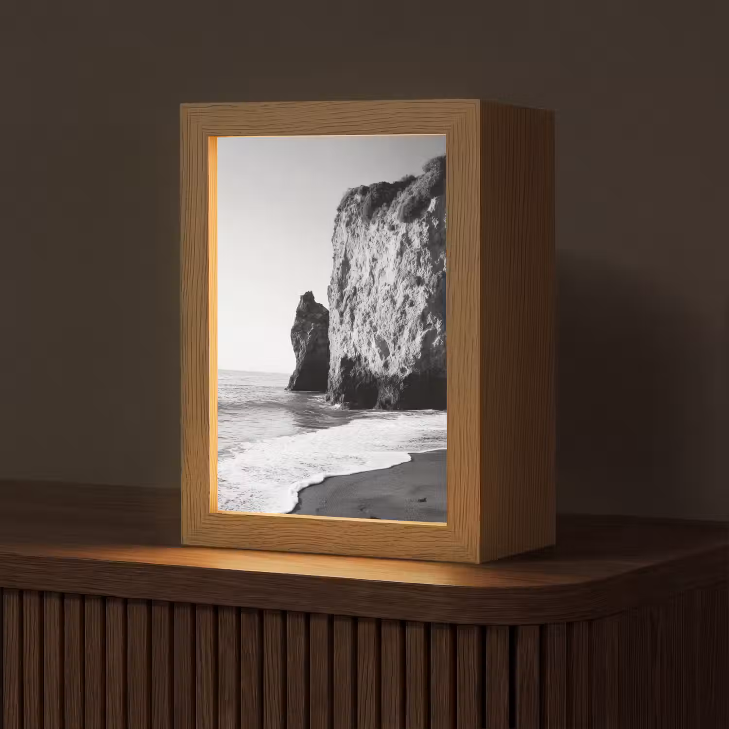 Strand - Klif - Golven - Voetstappen Light Box met kabel (Tafellamp) klein -z3d_website