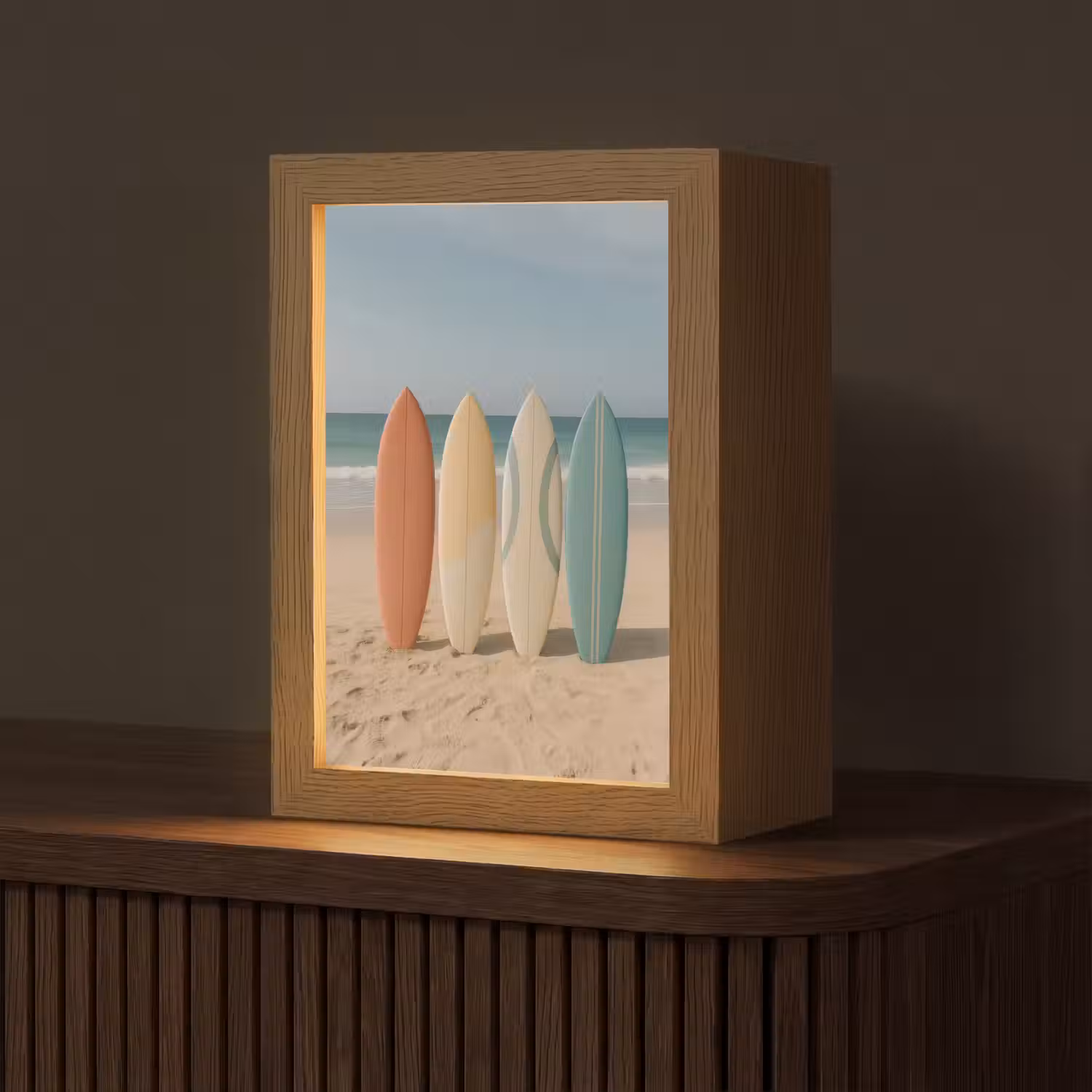 Strand - Surfbord - Pastel Light Box met kabel (Tafellamp) klein -z3d_website