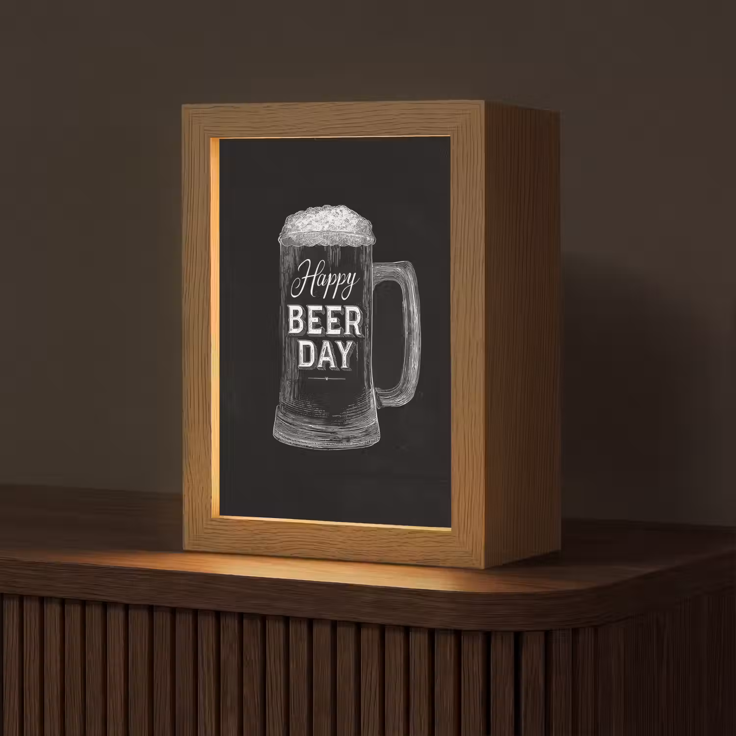 Bierpul - Witte krijtletters - Happy beer day Light Box met kabel (Tafellamp) klein -z3d_website