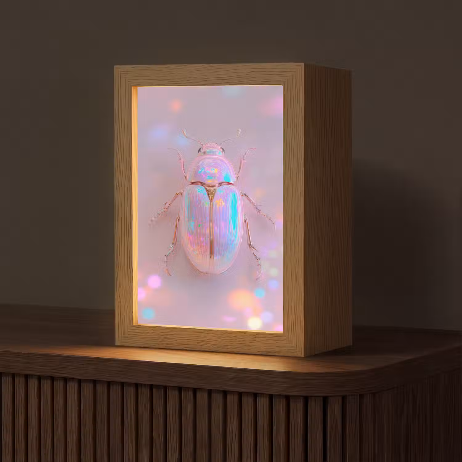 Kever - Metallic - Lichteffect - Roze Light Box met kabel (Tafellamp) klein -z3d_website