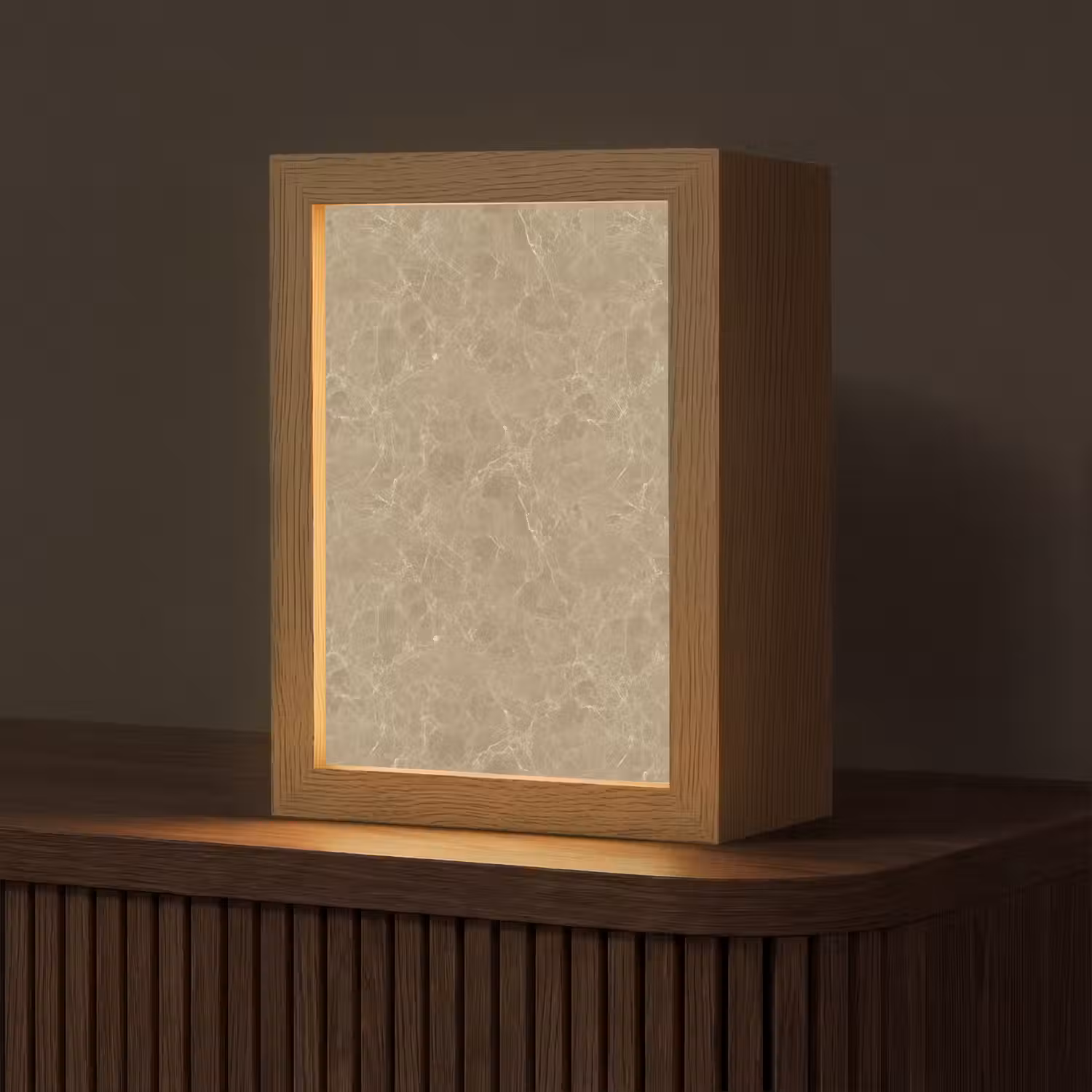 Beige - Marmer - Witte aders Light Box met kabel (Tafellamp) klein 925 -z3d_website