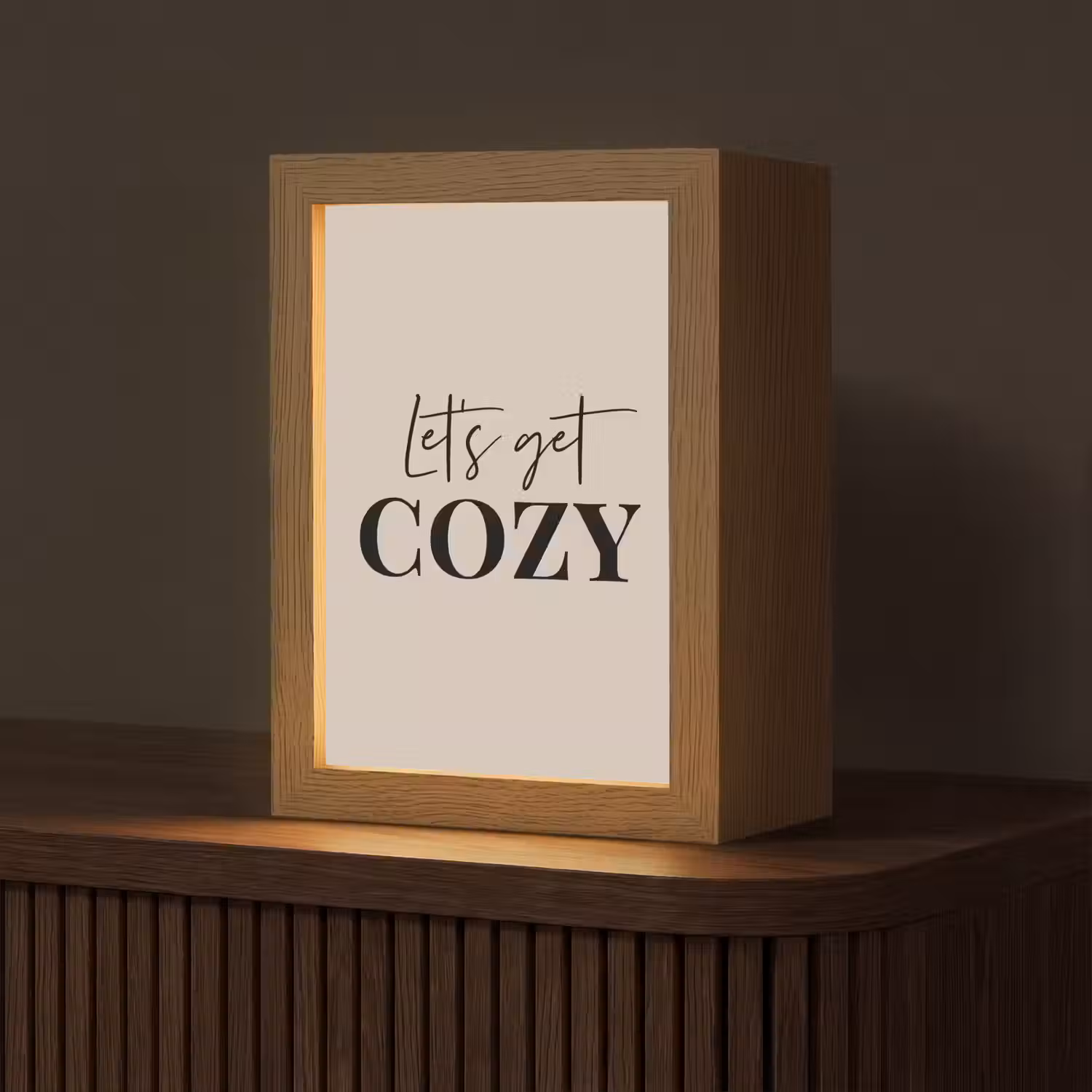 Beige - Winter - Quote - Cozy Light Box met kabel (Tafellamp) klein -z3d_website