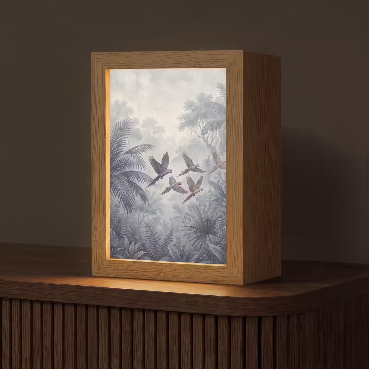 Vogel - Vliegend - Jungle - Vintage - Dieren Light Box met kabel (Tafellamp) klein -z3d_website