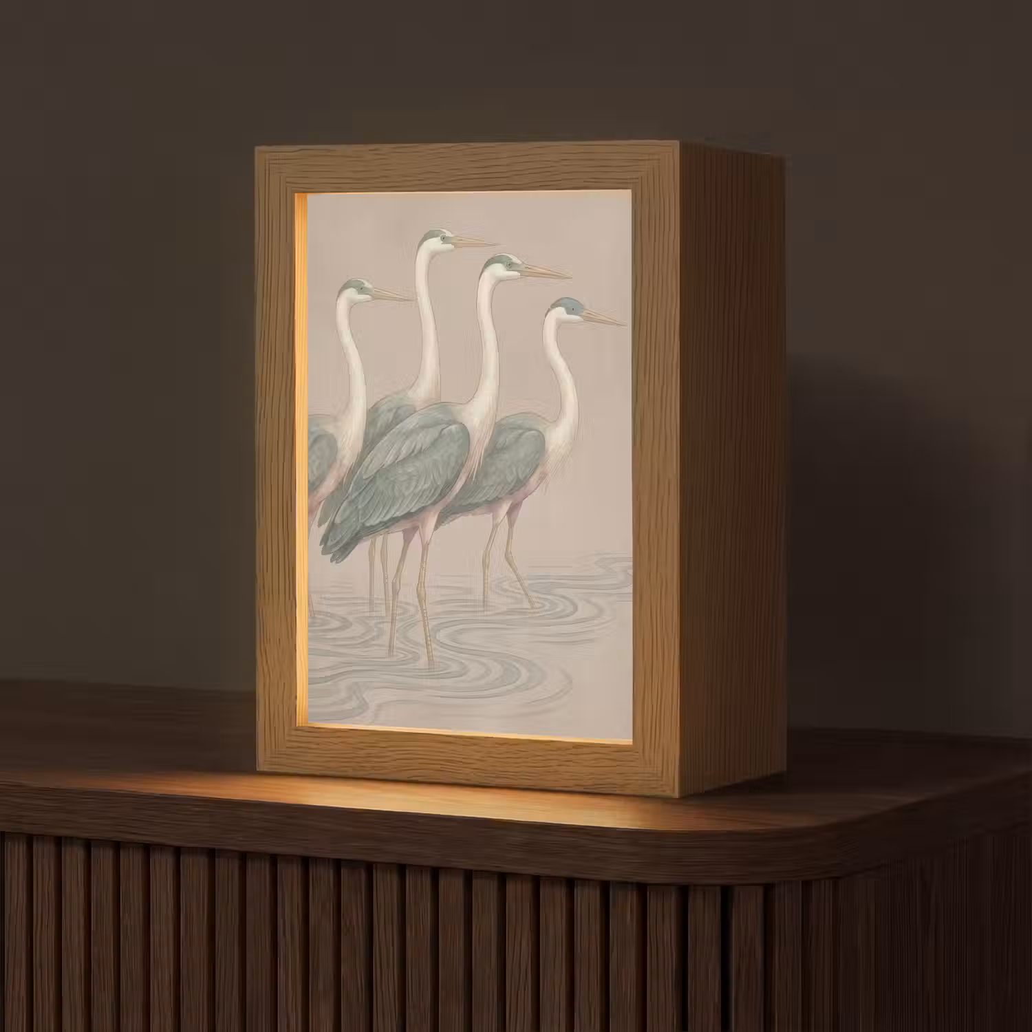 Vogel - Water - Natuur - Vintage Light Box met kabel (Tafellamp) klein -z3d_website