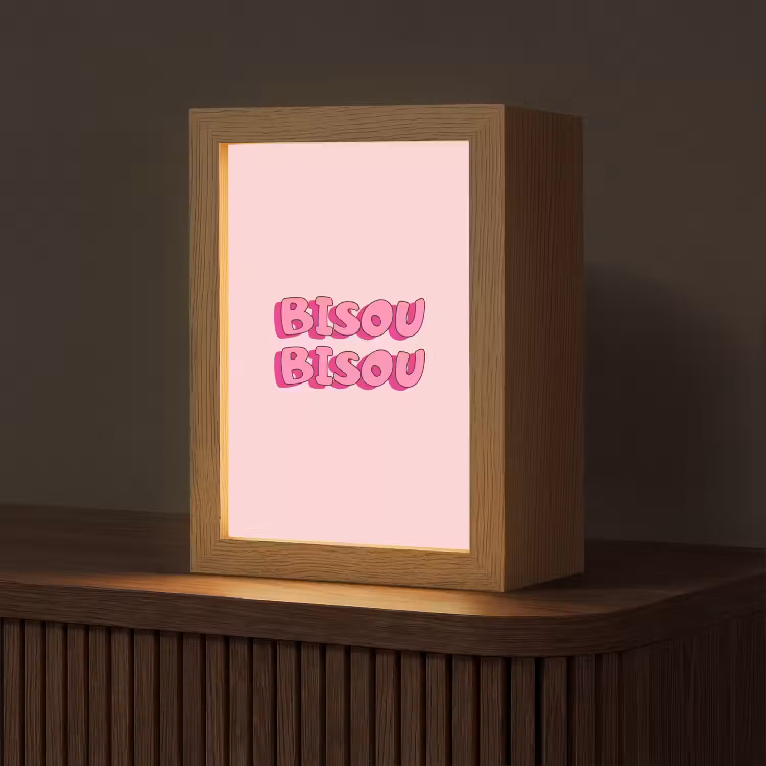 Bisou - Roze - Schaduw Light Box met kabel (Tafellamp) klein -z3d_website