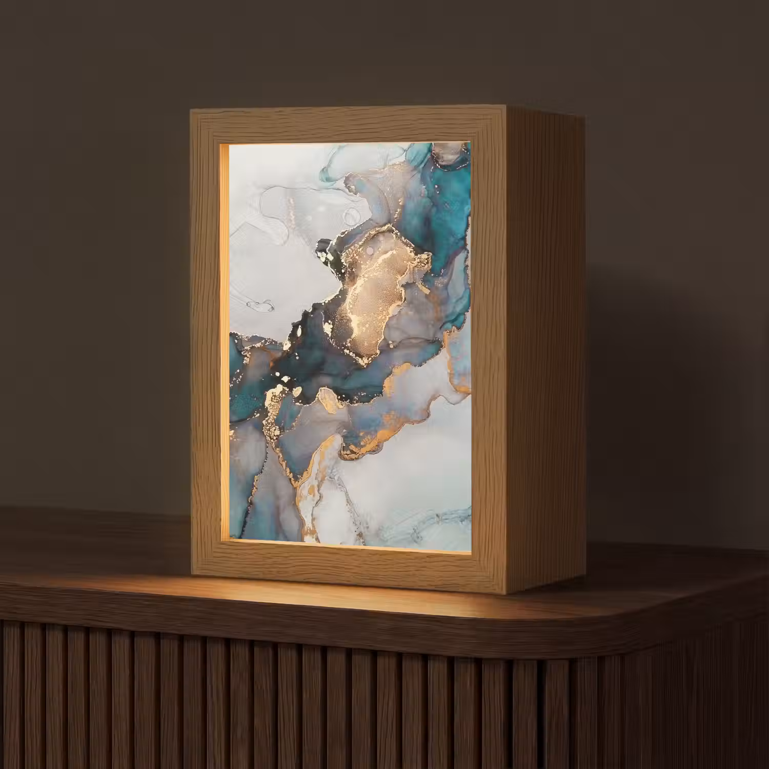 Blauw - Marmer - Goud Light Box met kabel (Tafellamp) klein -z3d_website