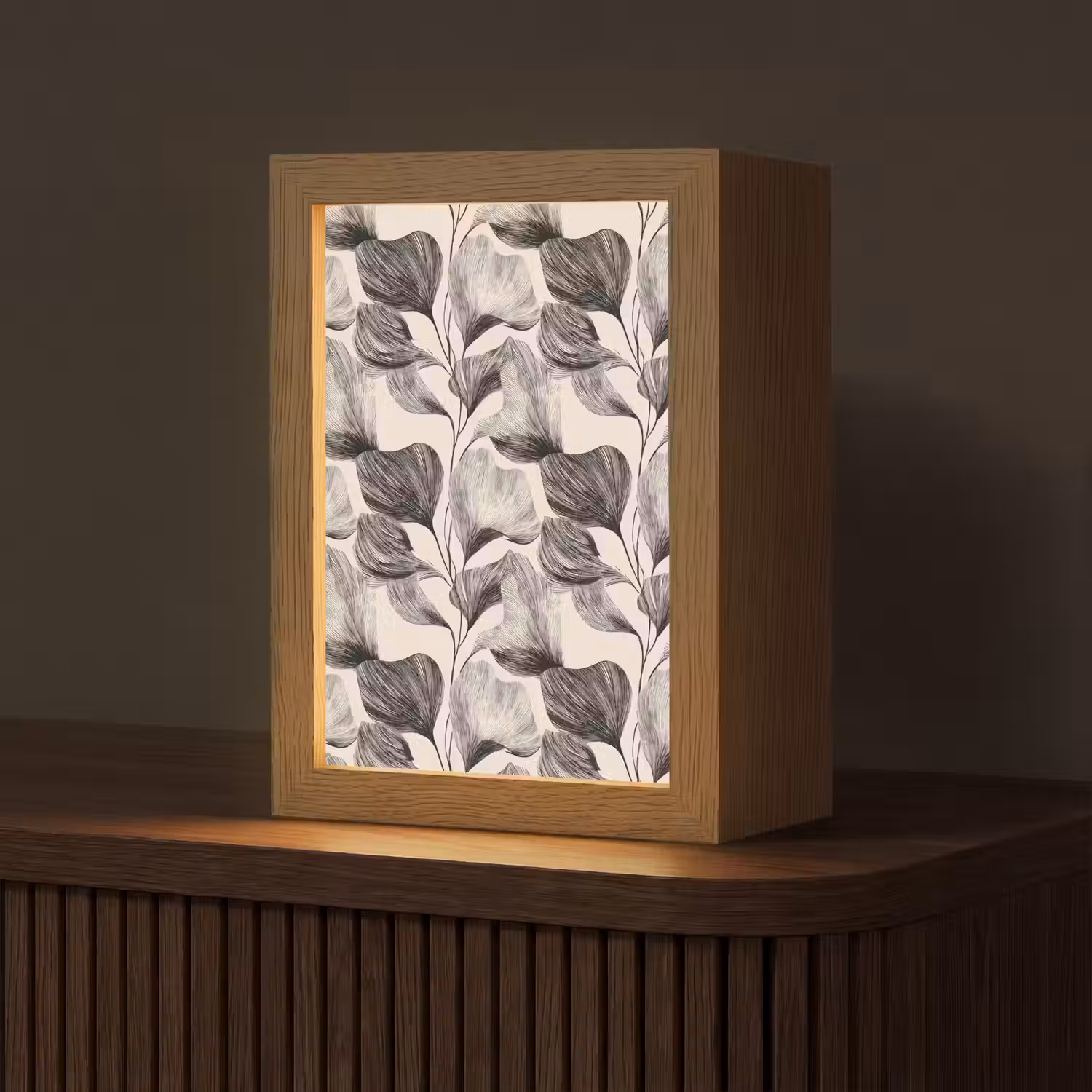 Botanisch - Bladeren - Zwart Light Box met kabel (Tafellamp) klein 925 -z3d_website