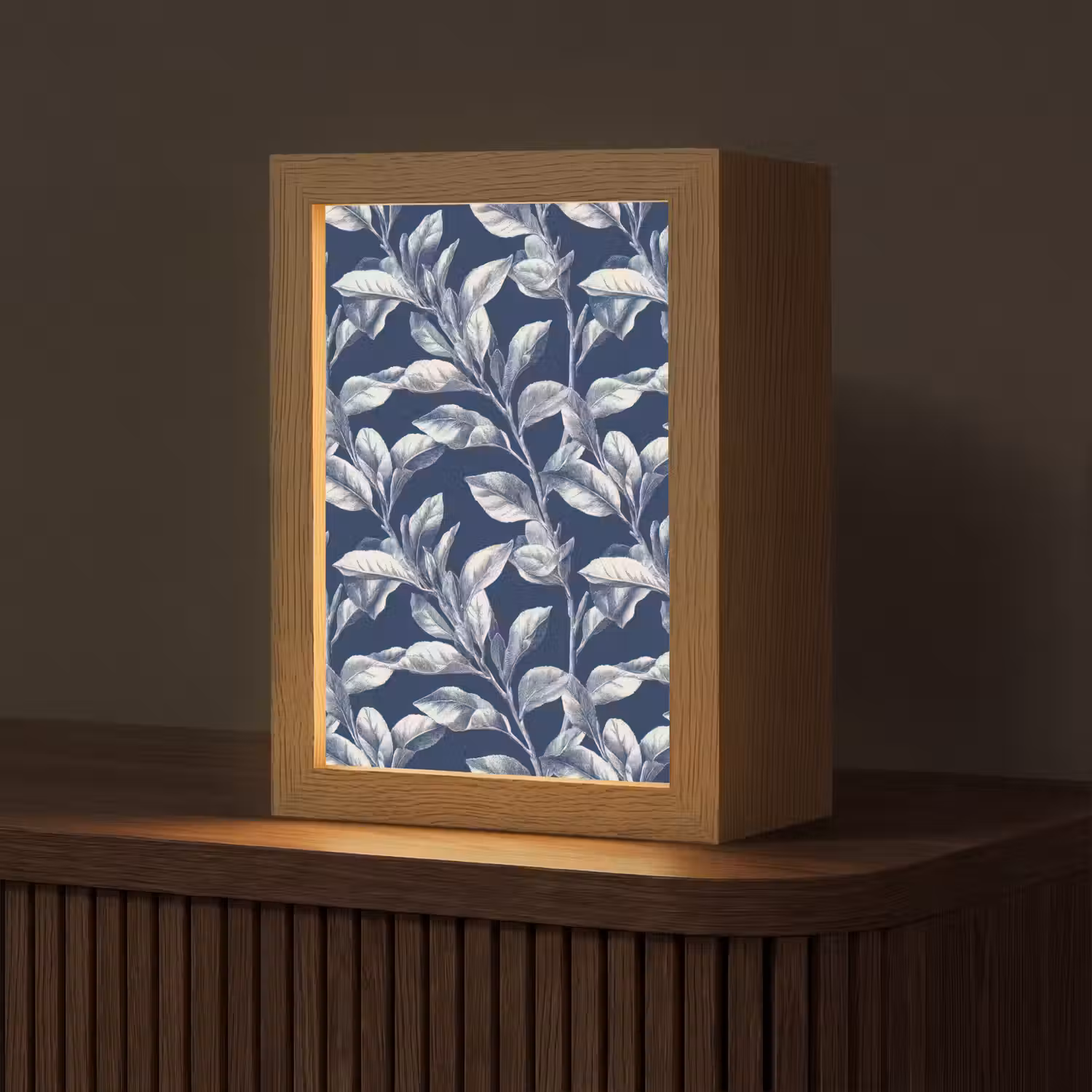 Botanisch - Patroon - Blauw Light Box met kabel (Tafellamp) klein 925 -z3d_website